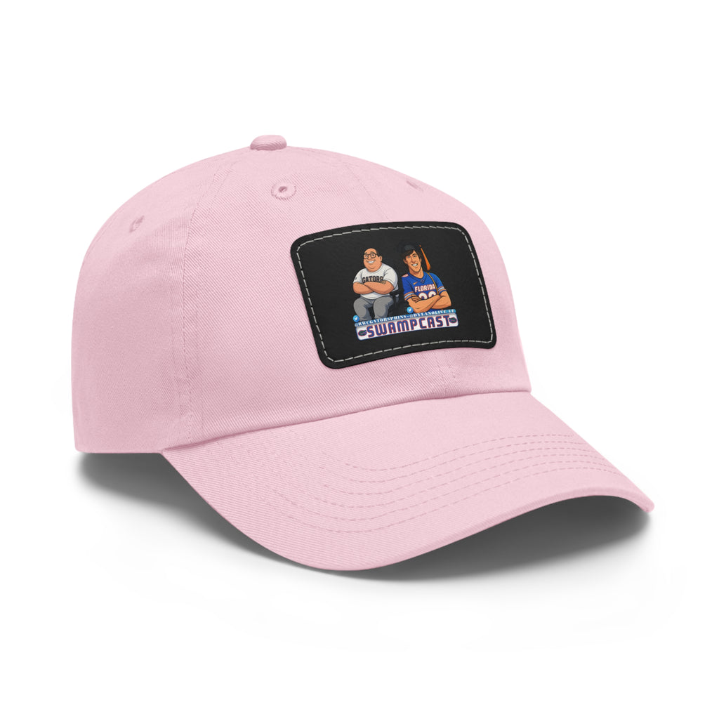 Swampcasts Leather Patch Dad Hat – Retro Sports Podcast Logo Cap