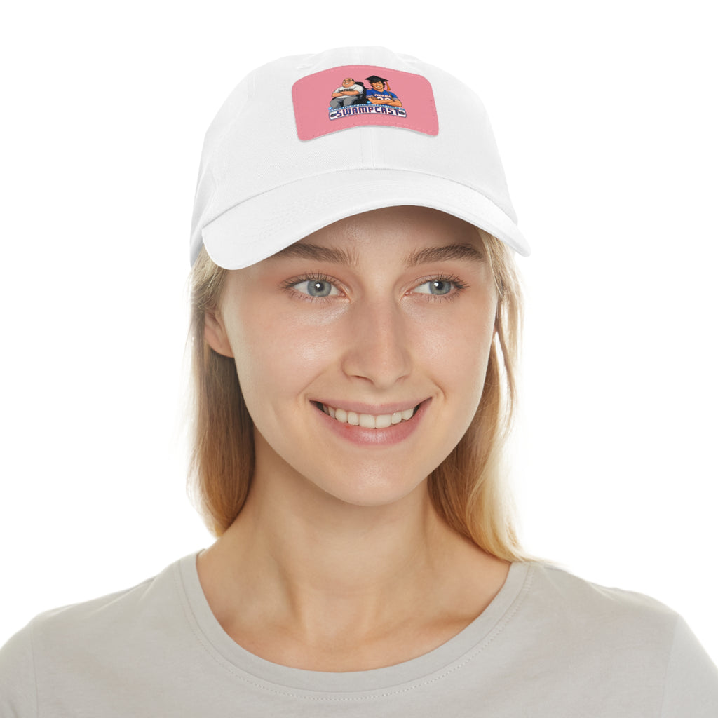 Swampcasts Leather Patch Dad Hat – Retro Sports Podcast Logo Cap