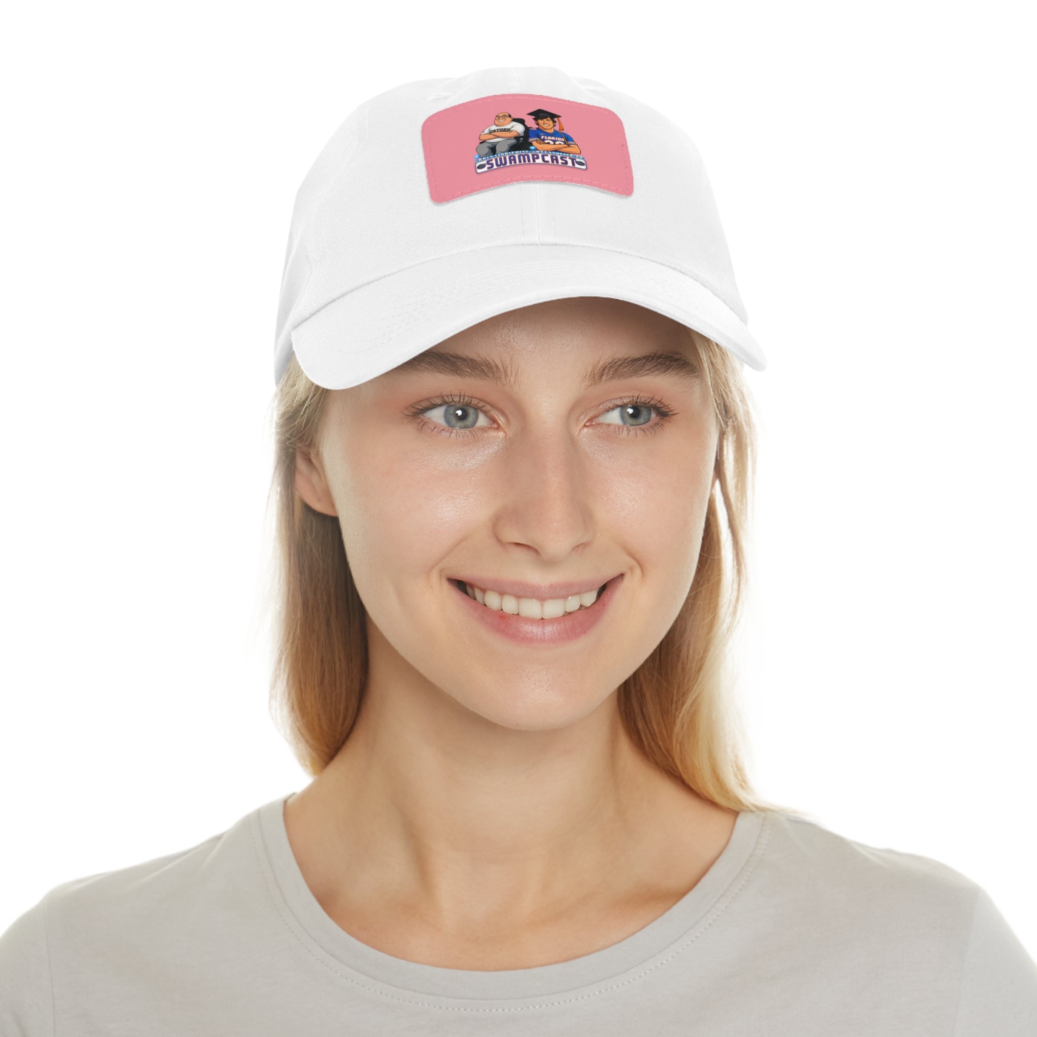 Swampcasts Leather Patch Dad Hat – Retro Sports Podcast Logo Cap