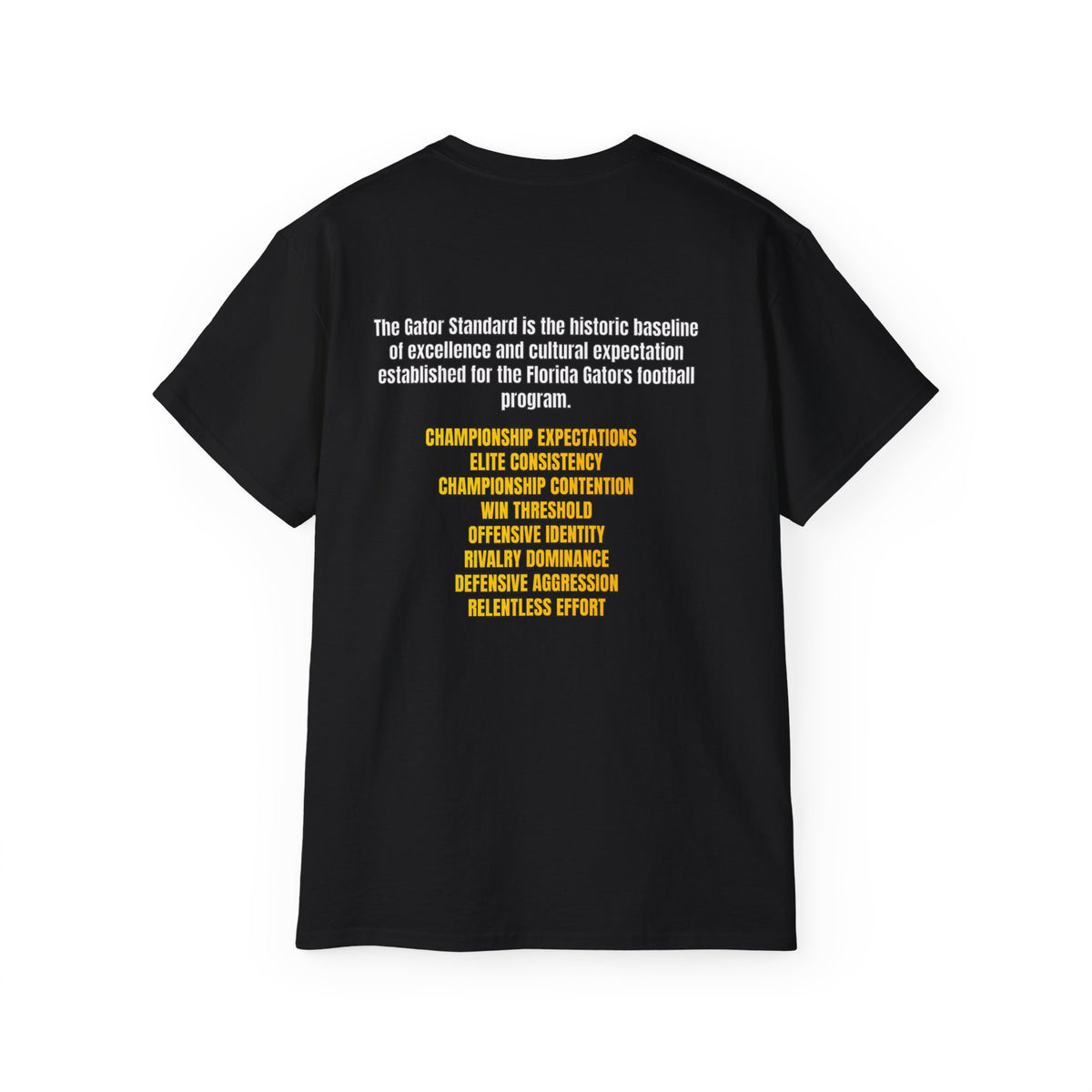 Unisex Gator Standard Shirt White and Yellow Letters on back