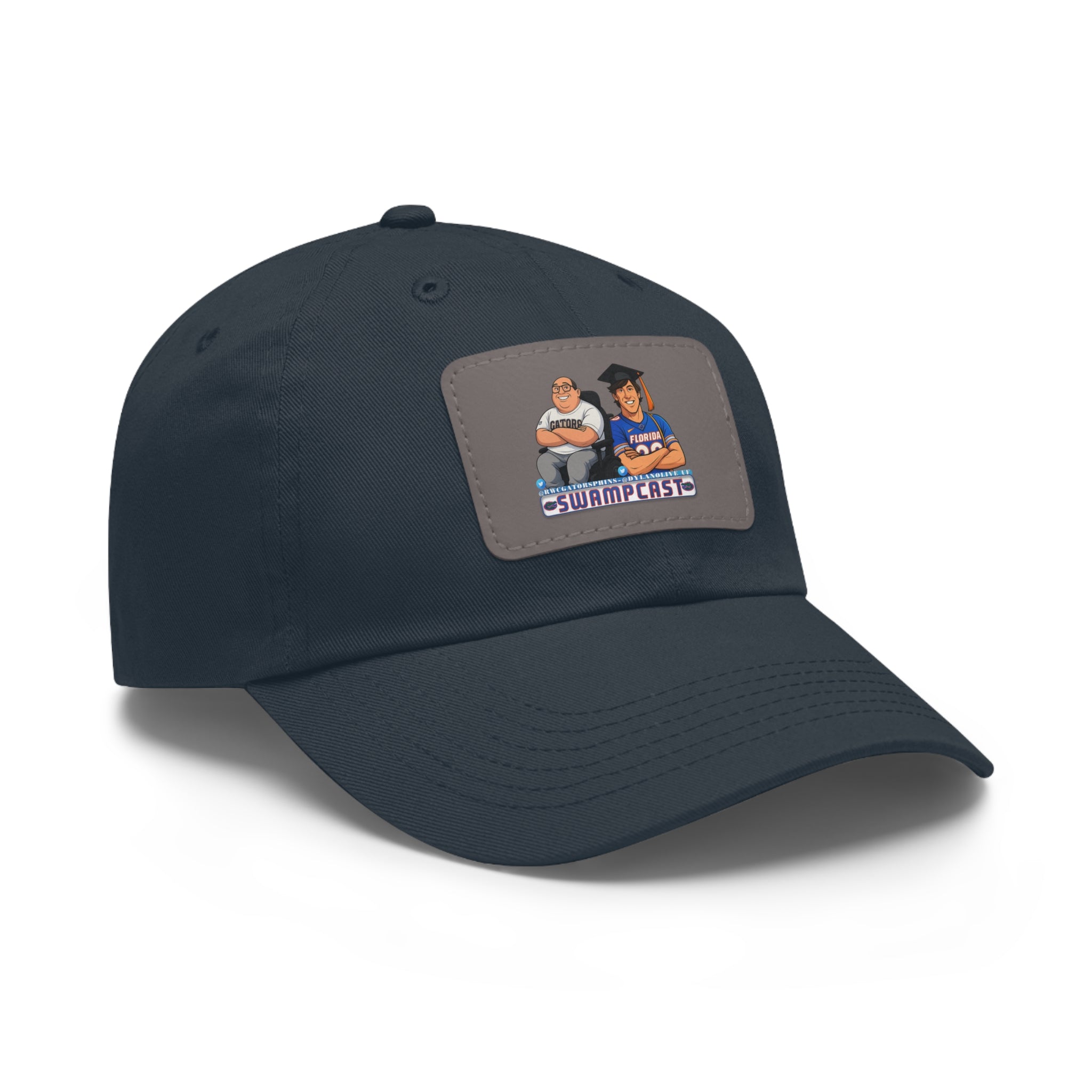 Swampcasts Leather Patch Dad Hat – Retro Sports Podcast Logo Cap
