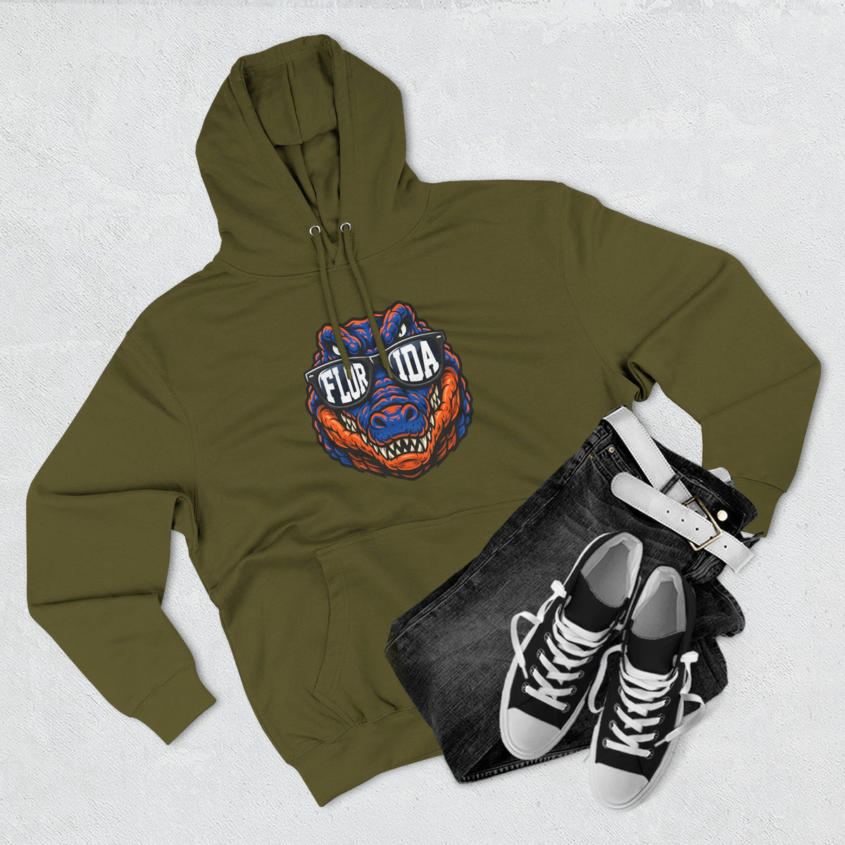 Florida Gator Face Hoodie - "In All Kinds of Weather" Graphic Fleece Pullover