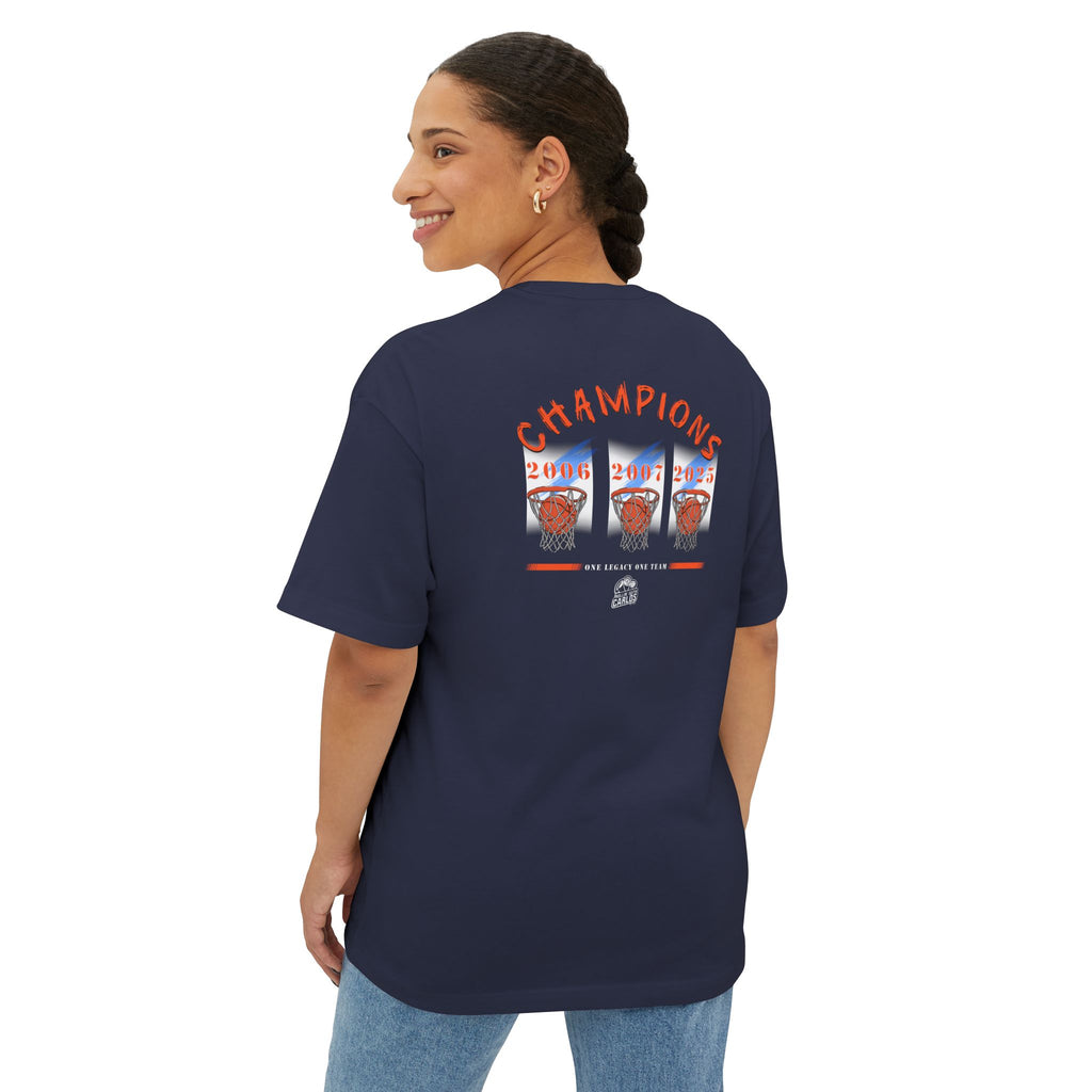 Champions Retro Basketball Tee — 'Champions' Back Graphic, Mini Front Logo