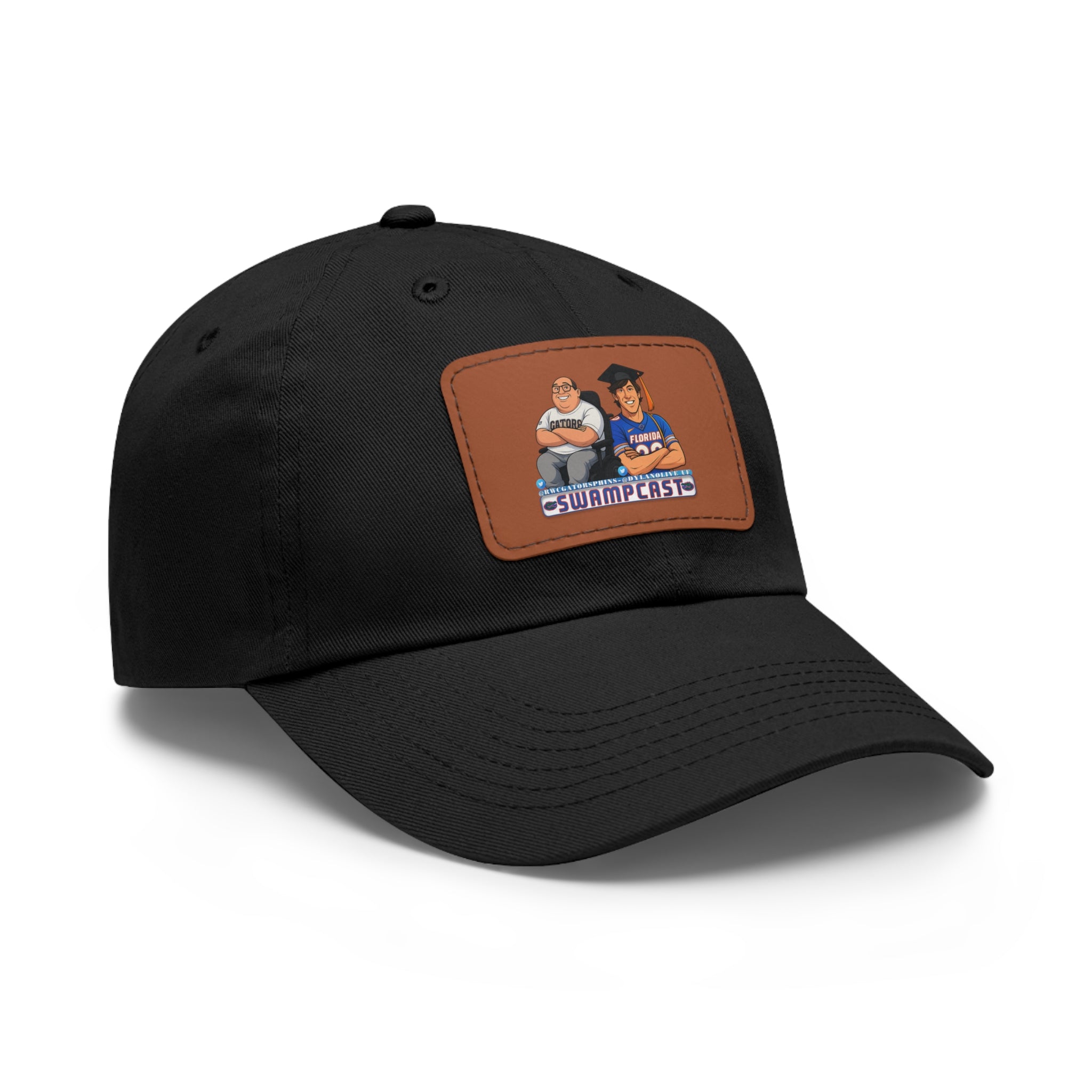 Swampcasts Leather Patch Dad Hat – Retro Sports Podcast Logo Cap