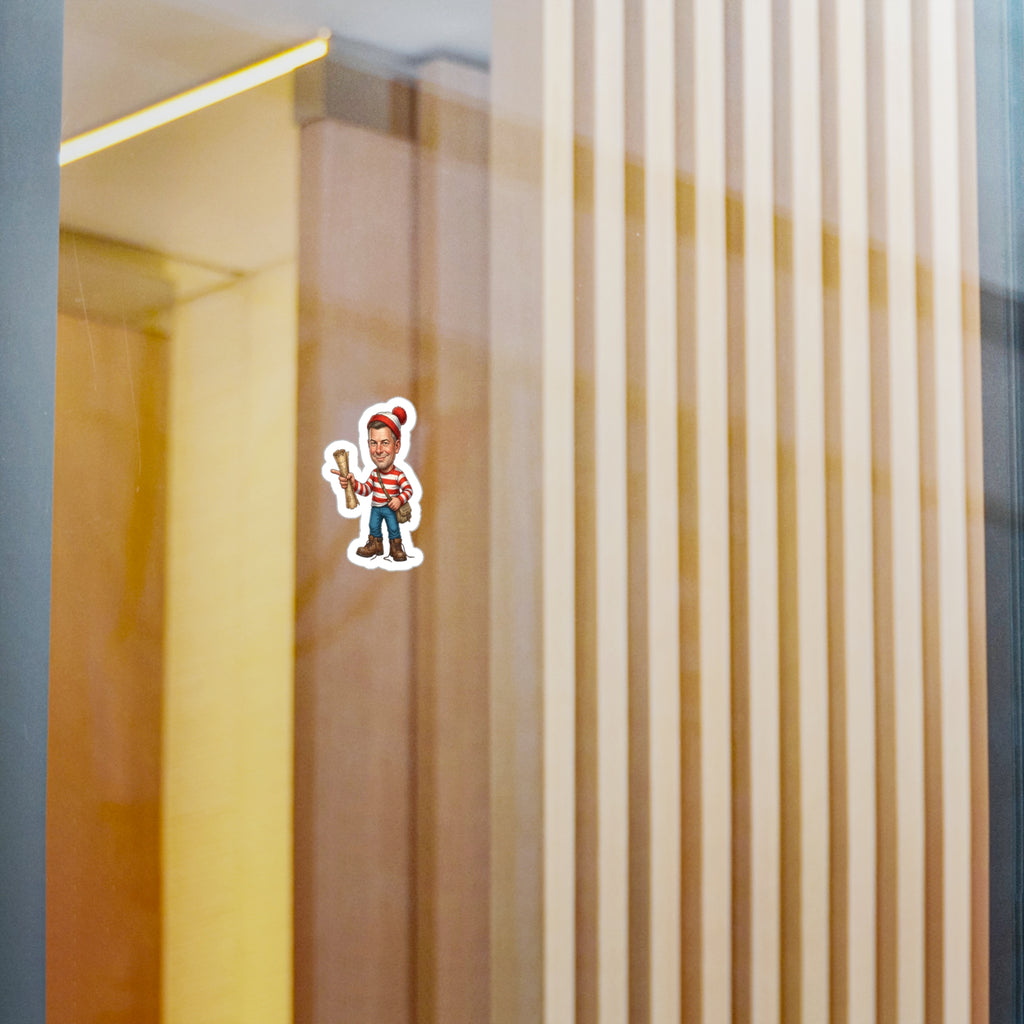Kiss-Cut Vinyl Decal — Vintage Striped Elf Character Sticker