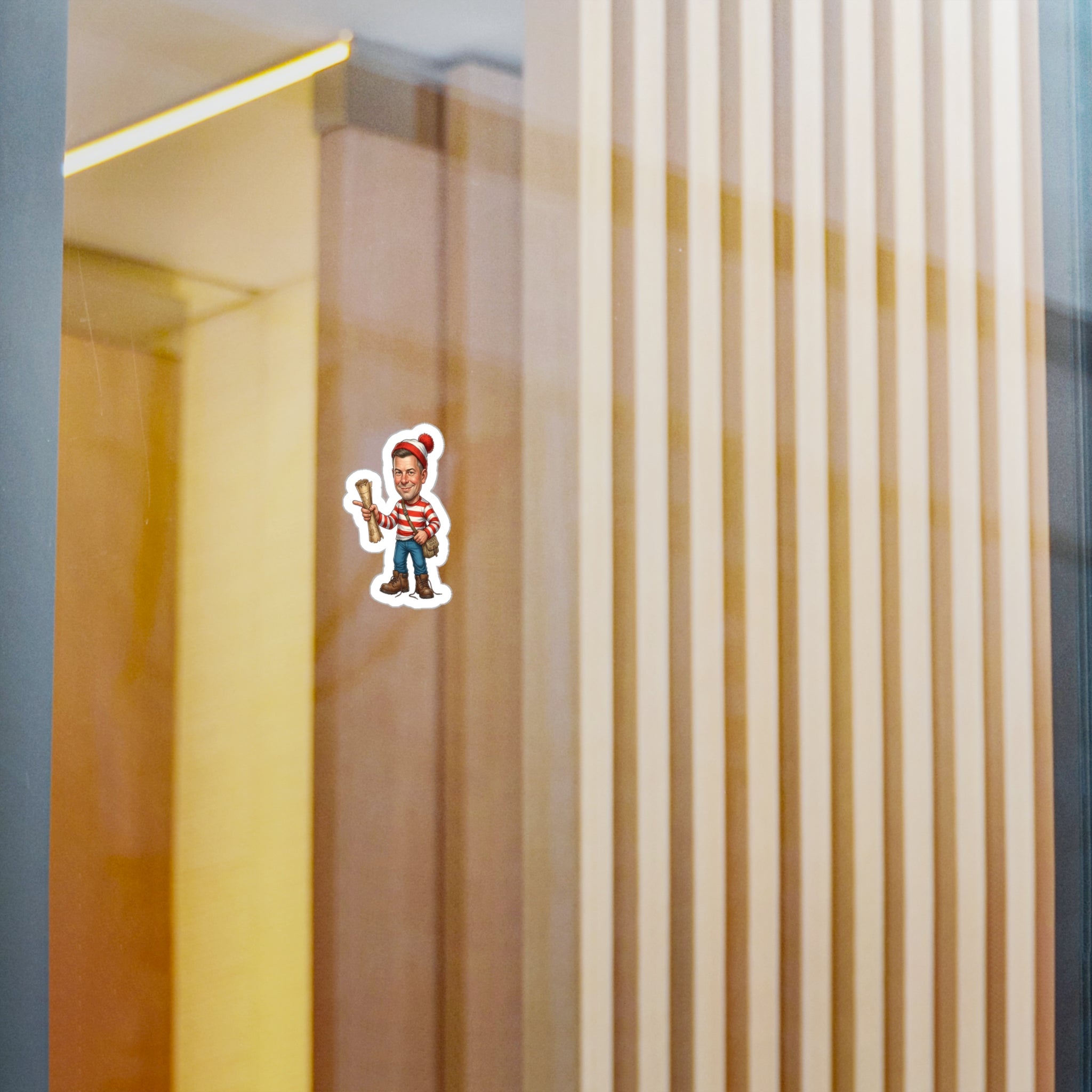 Kiss-Cut Vinyl Decal — Vintage Striped Elf Character Sticker