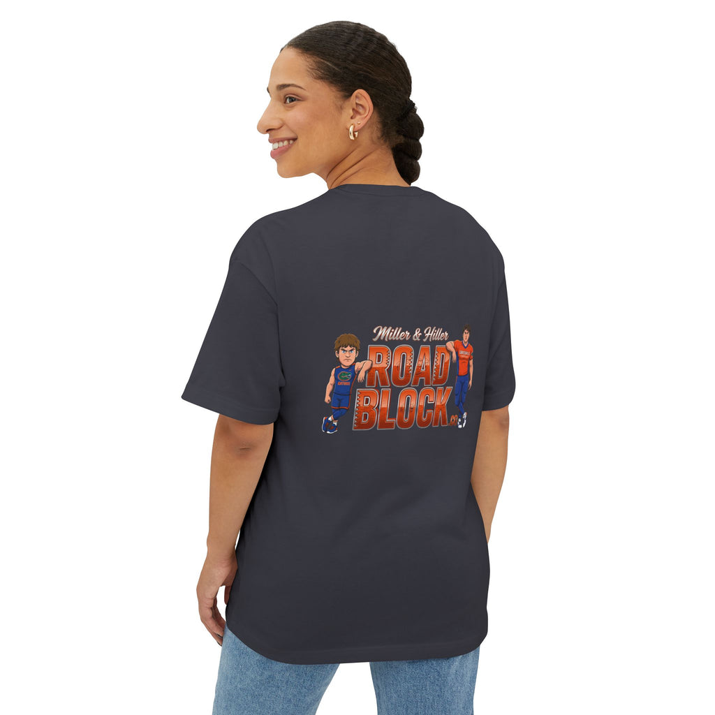 Roadblock Graphic Tee — 'Road Block' Cartoon Soccer Players Chest & Back Print