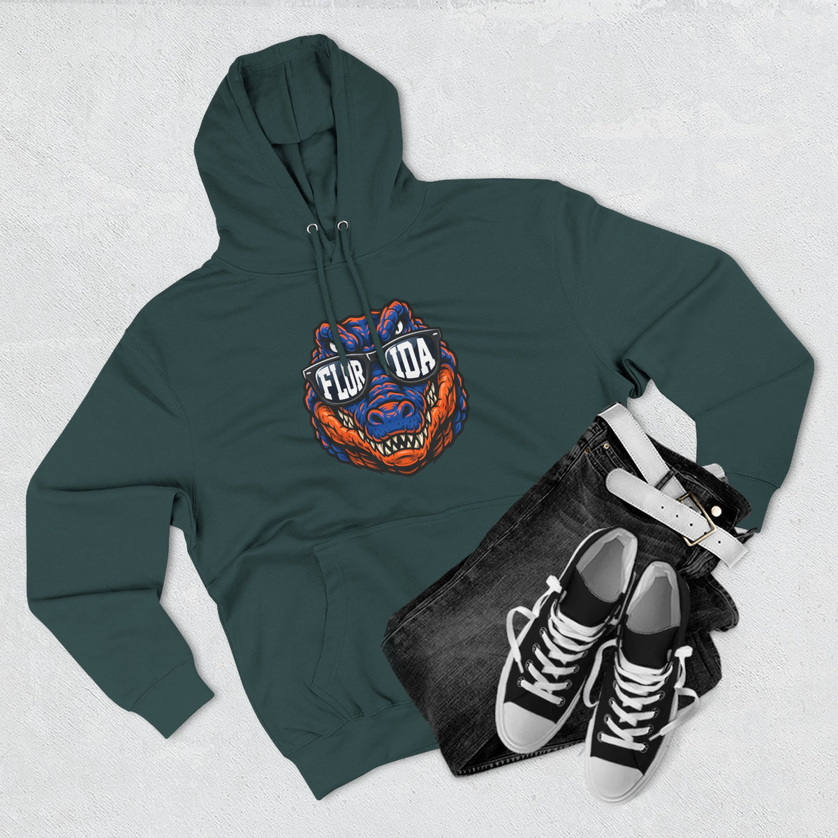 Florida Gator Face Hoodie - "In All Kinds of Weather" Graphic Fleece Pullover