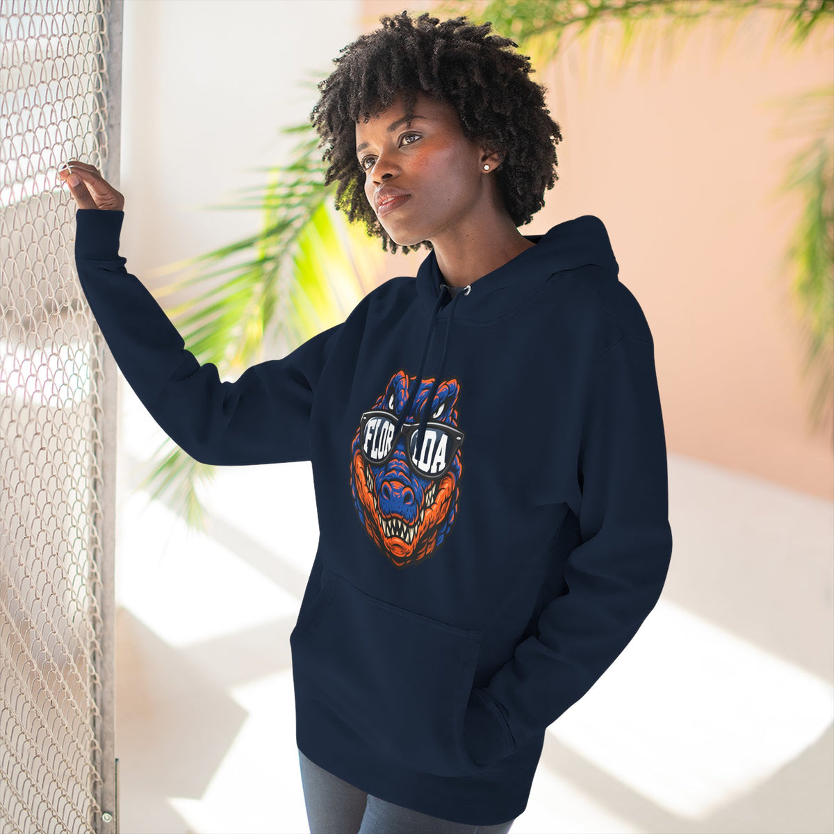 Florida Gator Face Hoodie - "In All Kinds of Weather" Graphic Fleece Pullover