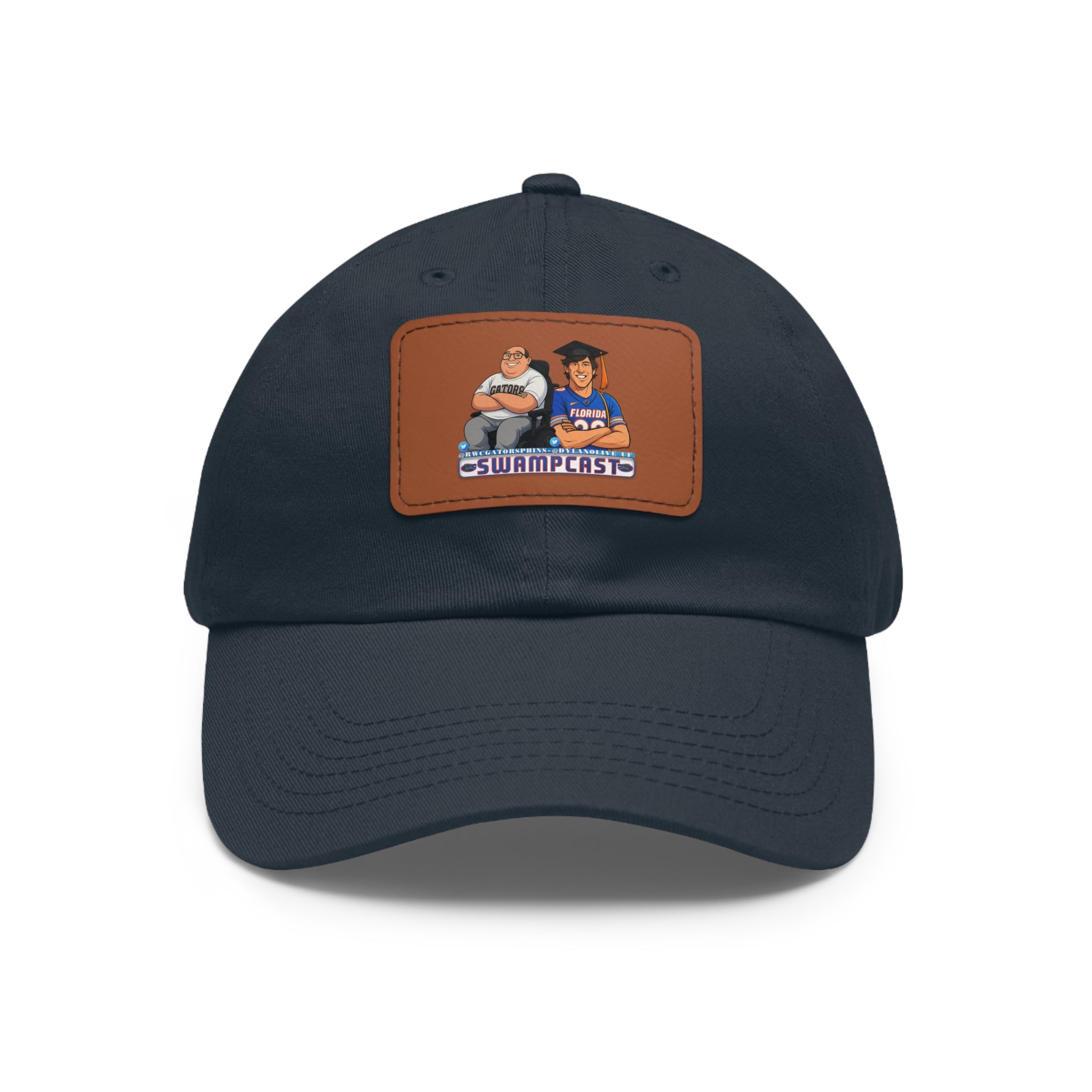 Swampcasts Leather Patch Dad Hat – Retro Sports Podcast Logo Cap