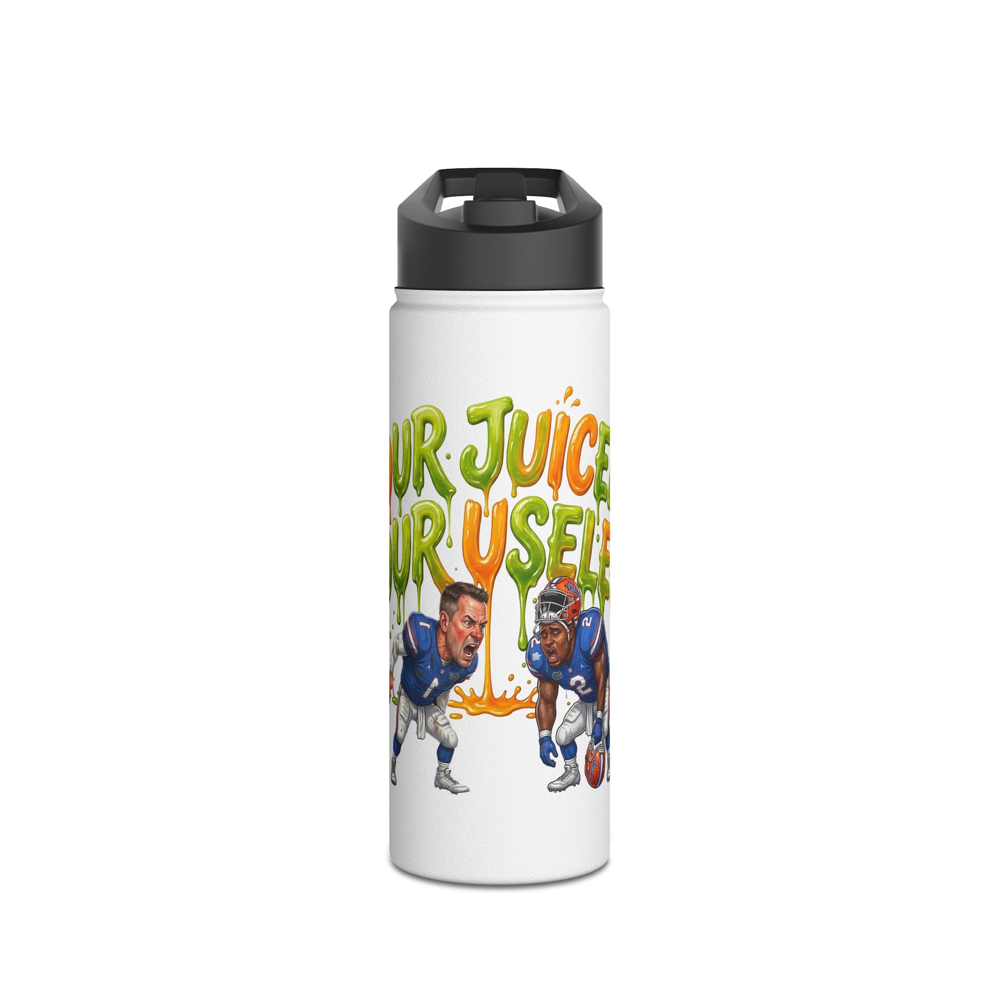 Stainless Steel Water Bottle — "Pour Juice On Yourself" Football Cartoon Insulated Bottle
