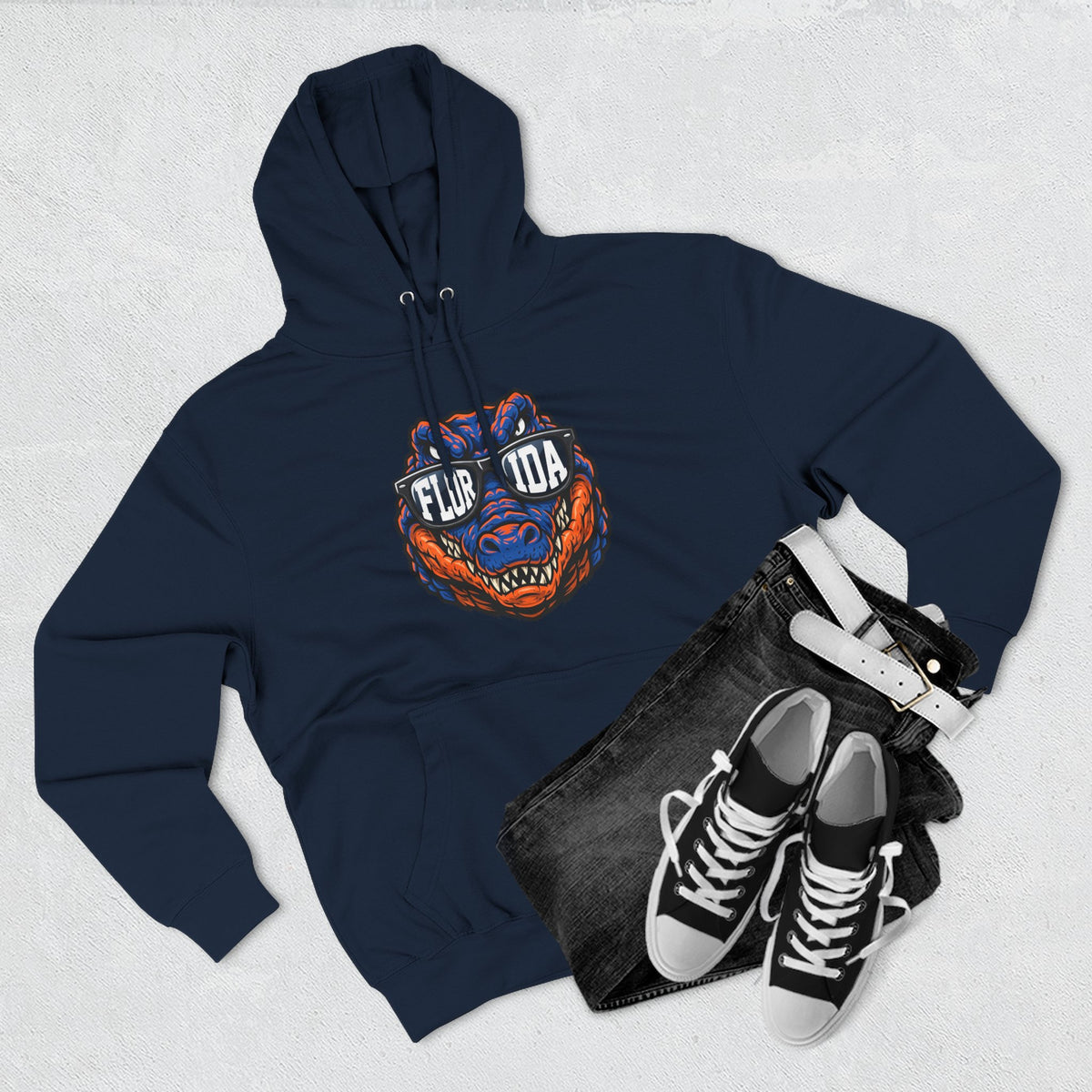 Florida Gator Face Hoodie - "In All Kinds of Weather" Graphic Fleece Pullover