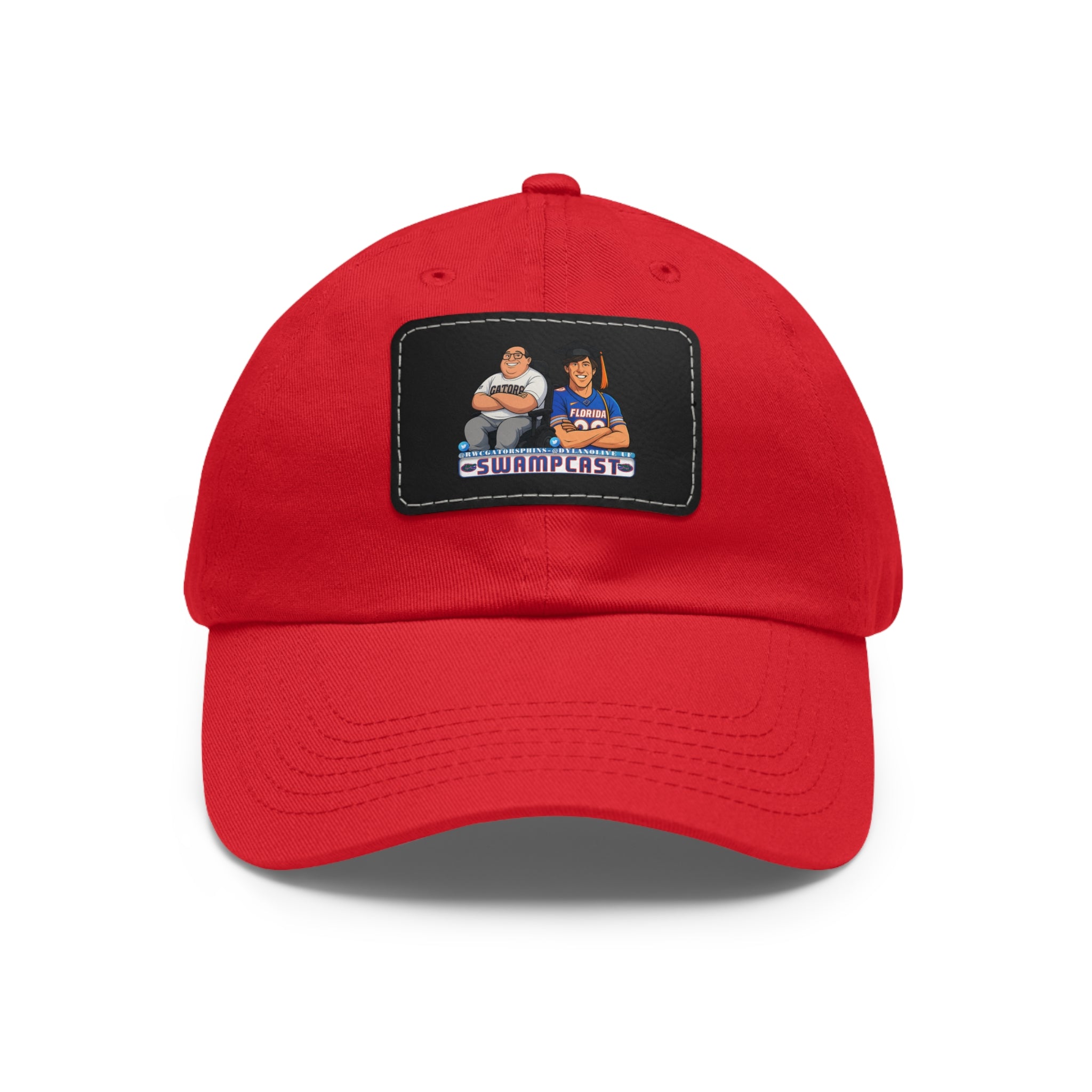 Swampcasts Leather Patch Dad Hat – Retro Sports Podcast Logo Cap