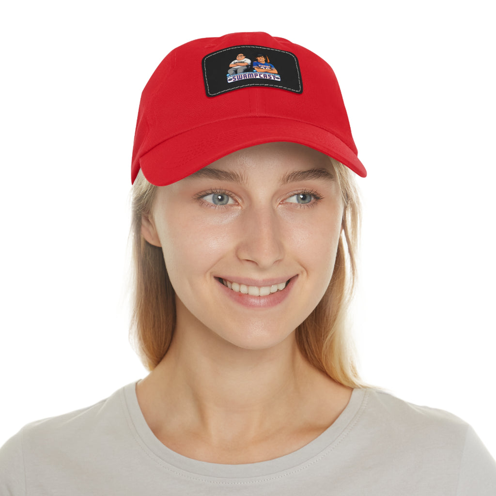 Swampcasts Leather Patch Dad Hat – Retro Sports Podcast Logo Cap