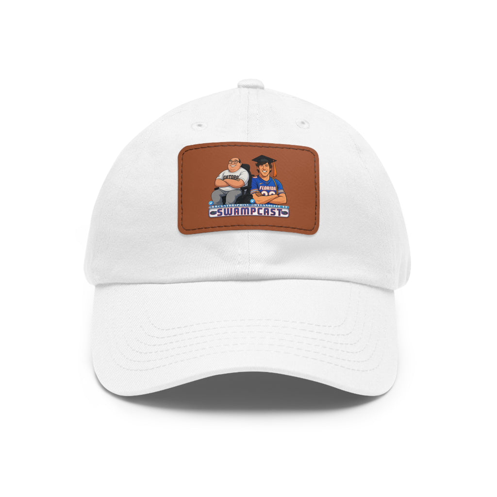Swampcasts Leather Patch Dad Hat – Retro Sports Podcast Logo Cap
