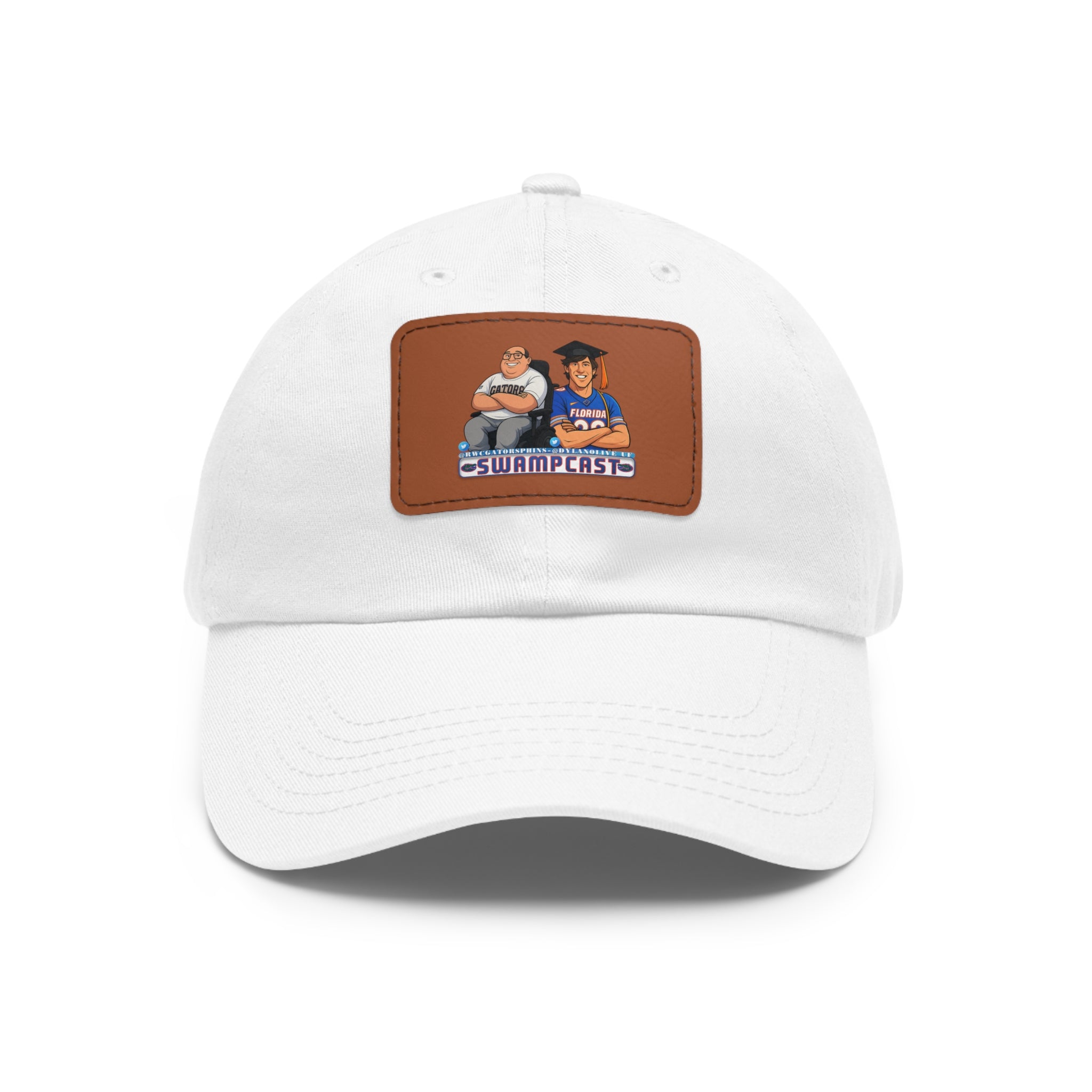 Swampcasts Leather Patch Dad Hat – Retro Sports Podcast Logo Cap
