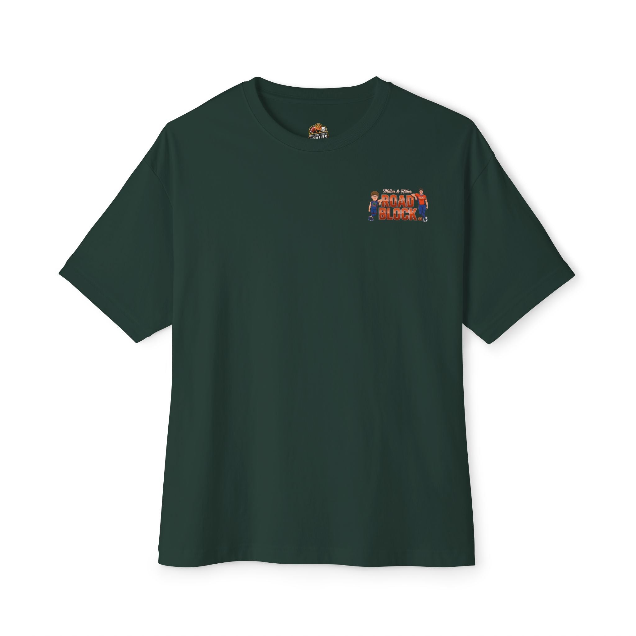 Roadblock Graphic Tee — 'Road Block' Cartoon Soccer Players Chest & Back Print