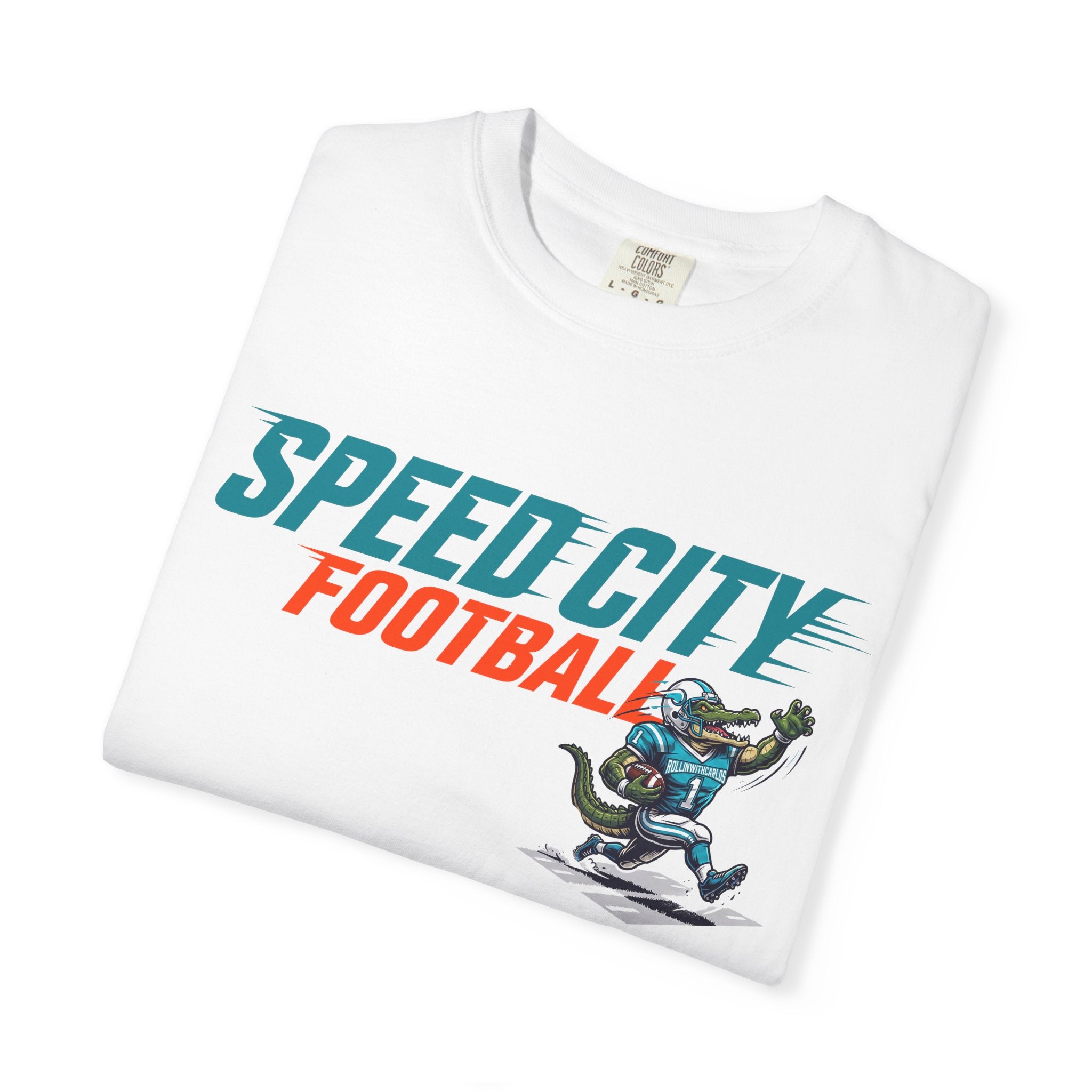 phins Speed City Football T-Shirt — Retro Mascot Football Tee