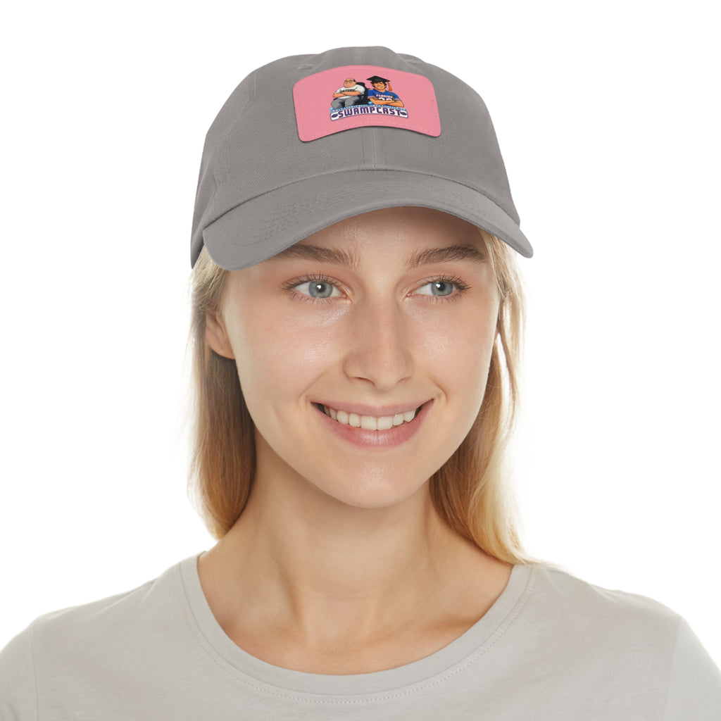 Swampcasts Leather Patch Dad Hat – Retro Sports Podcast Logo Cap
