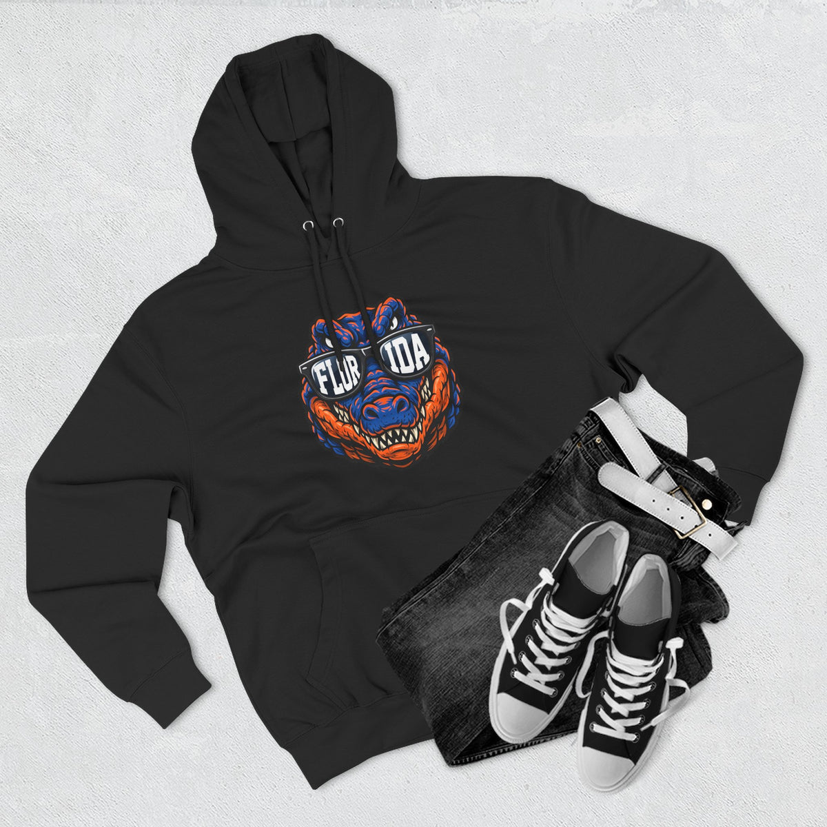 Florida Gator Face Hoodie - "In All Kinds of Weather" Graphic Fleece Pullover
