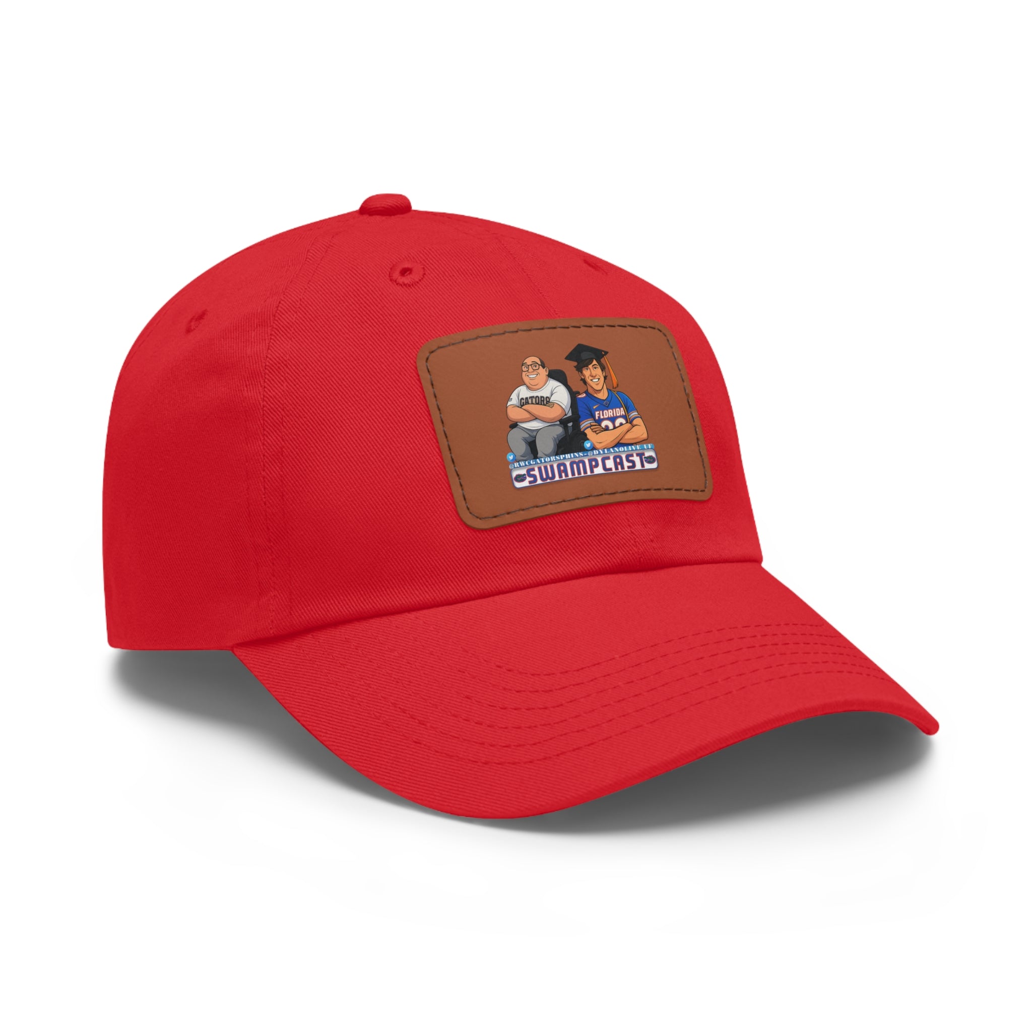 Swampcasts Leather Patch Dad Hat – Retro Sports Podcast Logo Cap