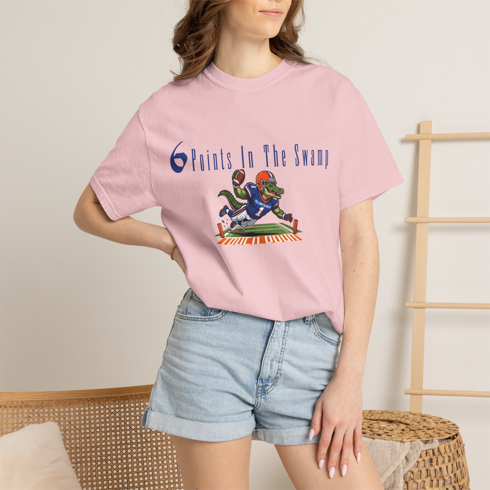T-Shirt — "6 Points in the Swamp" Football Gator Graphic
