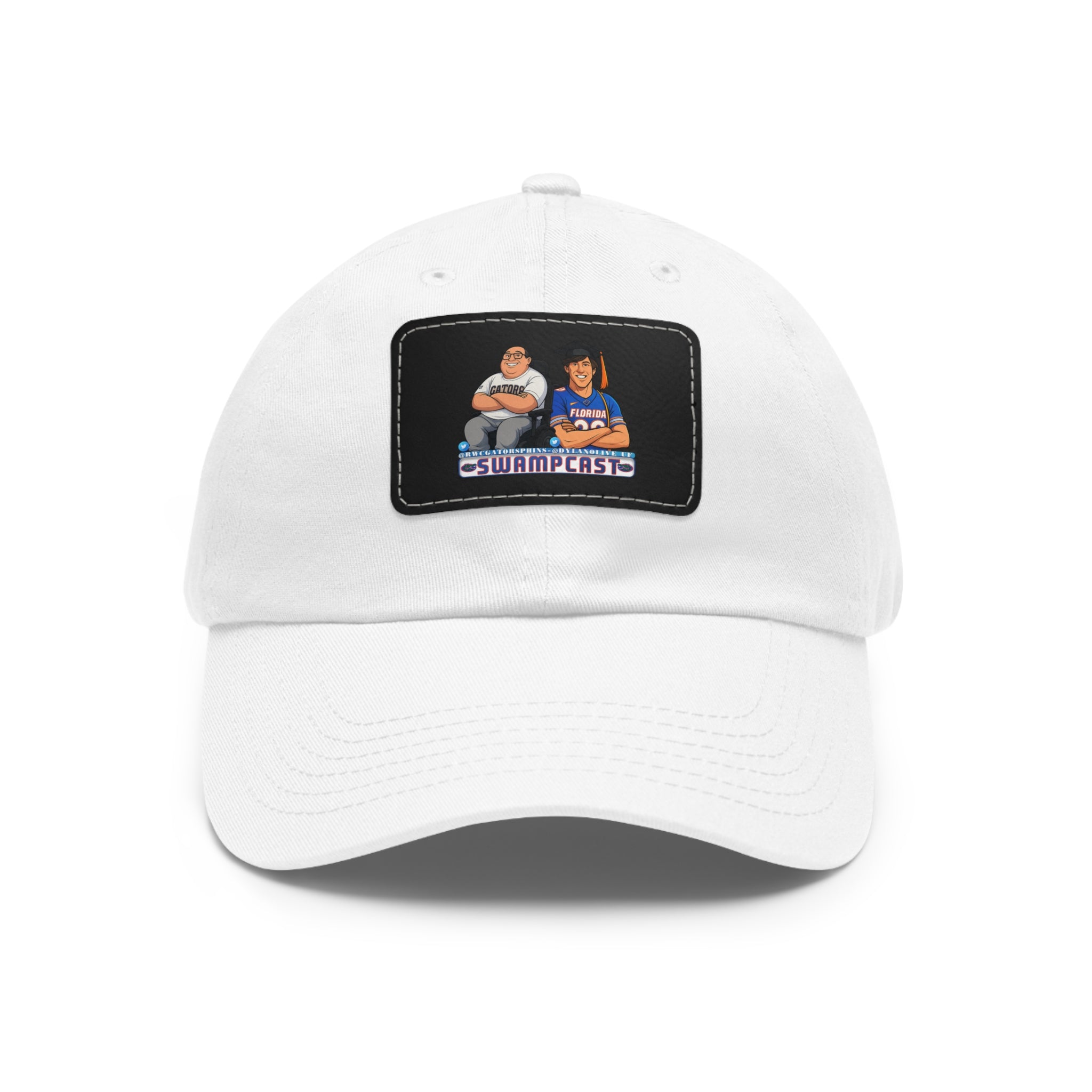 Swampcasts Leather Patch Dad Hat – Retro Sports Podcast Logo Cap