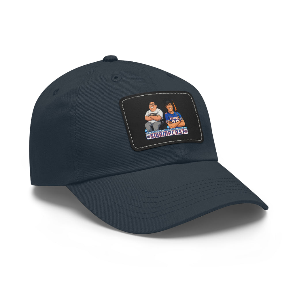 Swampcasts Leather Patch Dad Hat – Retro Sports Podcast Logo Cap