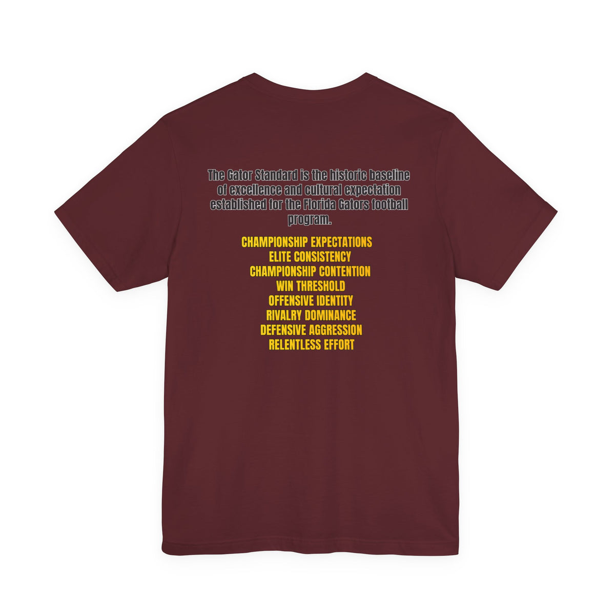 Gator Standard Unisex Shirt Black  and Yellow GS letters on back