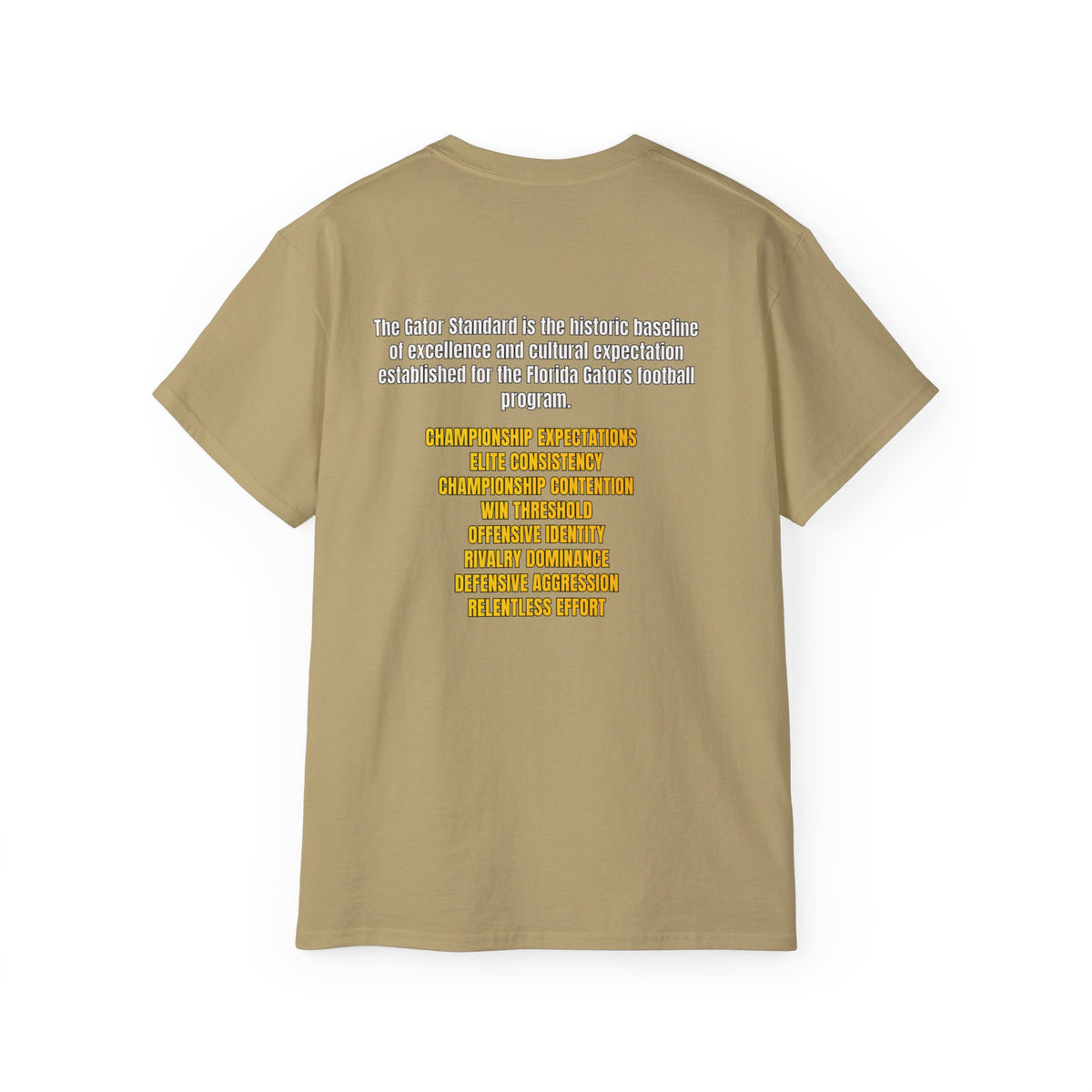 Unisex Gator Standard Shirt White and Yellow Letters on back