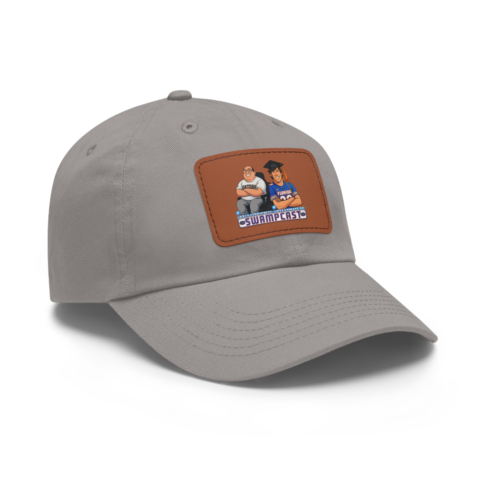 Swampcasts Leather Patch Dad Hat – Retro Sports Podcast Logo Cap