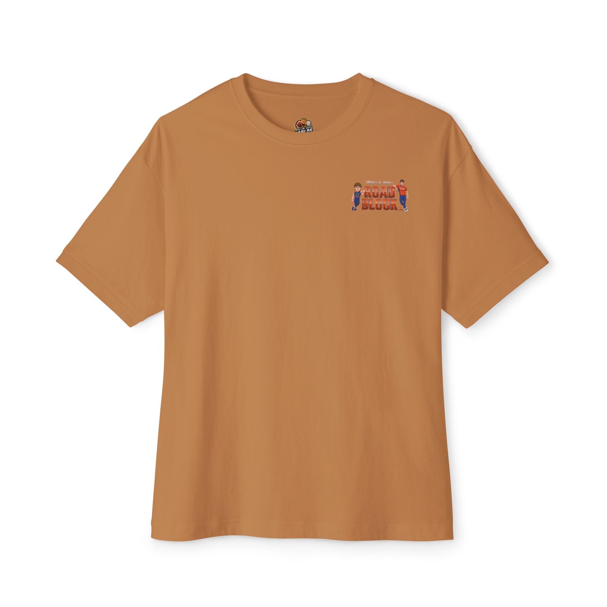 Roadblock Graphic Tee — 'Road Block' Cartoon Soccer Players Chest & Back Print