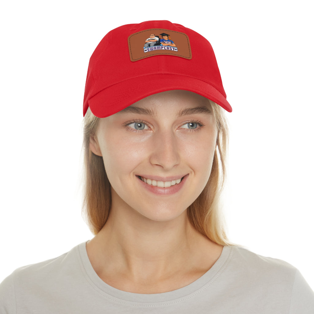 Swampcasts Leather Patch Dad Hat – Retro Sports Podcast Logo Cap