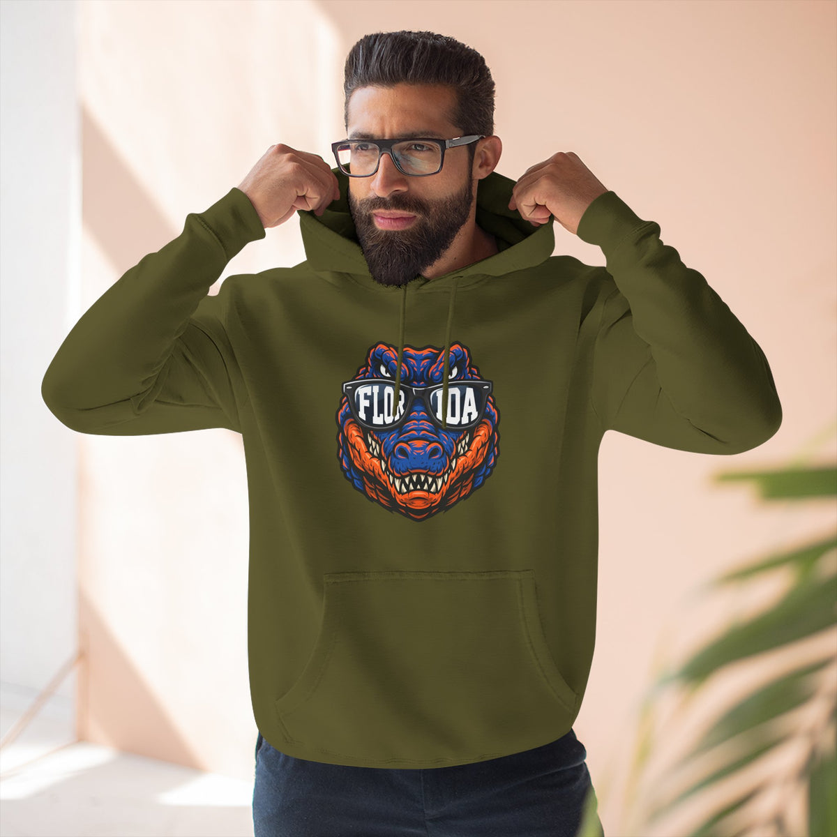 Florida Gator Face Hoodie - "In All Kinds of Weather" Graphic Fleece Pullover