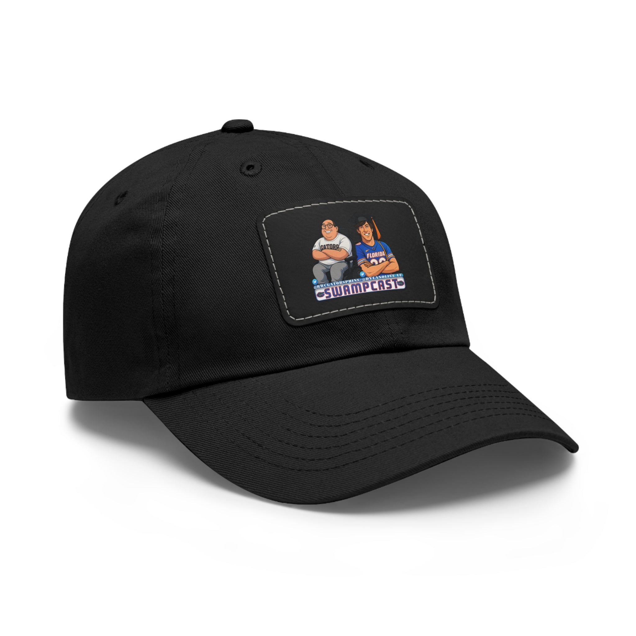 Swampcasts Leather Patch Dad Hat – Retro Sports Podcast Logo Cap