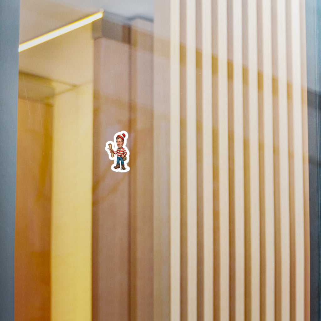 Kiss-Cut Vinyl Decal — Vintage Striped Elf Character Sticker
