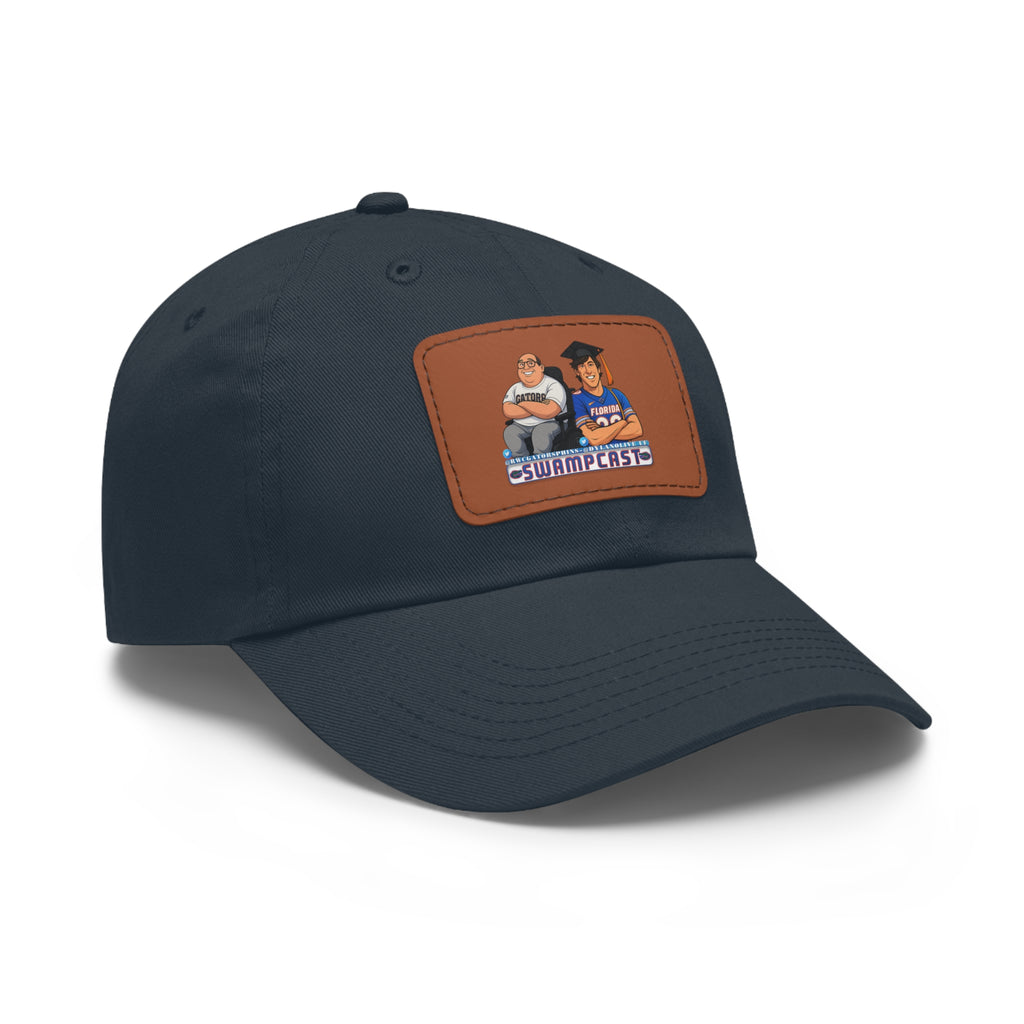 Swampcasts Leather Patch Dad Hat – Retro Sports Podcast Logo Cap