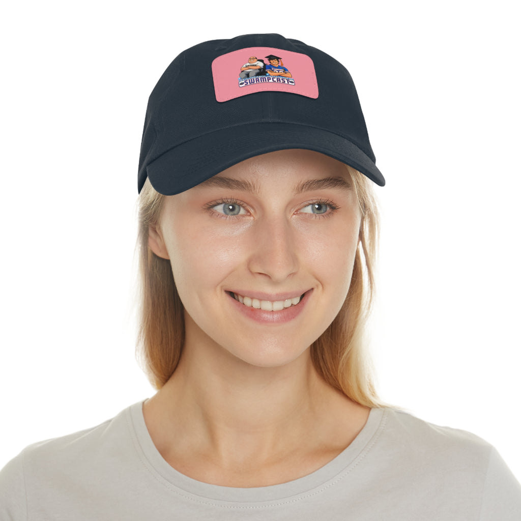 Swampcasts Leather Patch Dad Hat – Retro Sports Podcast Logo Cap