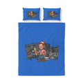 Novelty Duvet Cover Set — Cartoon “Where’s” Character on Blue Background (3-Piece)