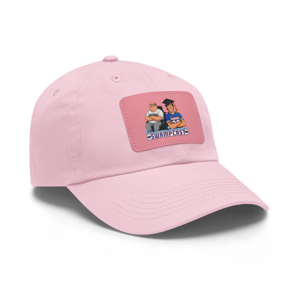 Swampcasts Leather Patch Dad Hat – Retro Sports Podcast Logo Cap