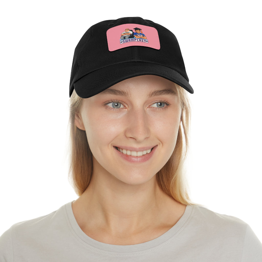 Swampcasts Leather Patch Dad Hat – Retro Sports Podcast Logo Cap