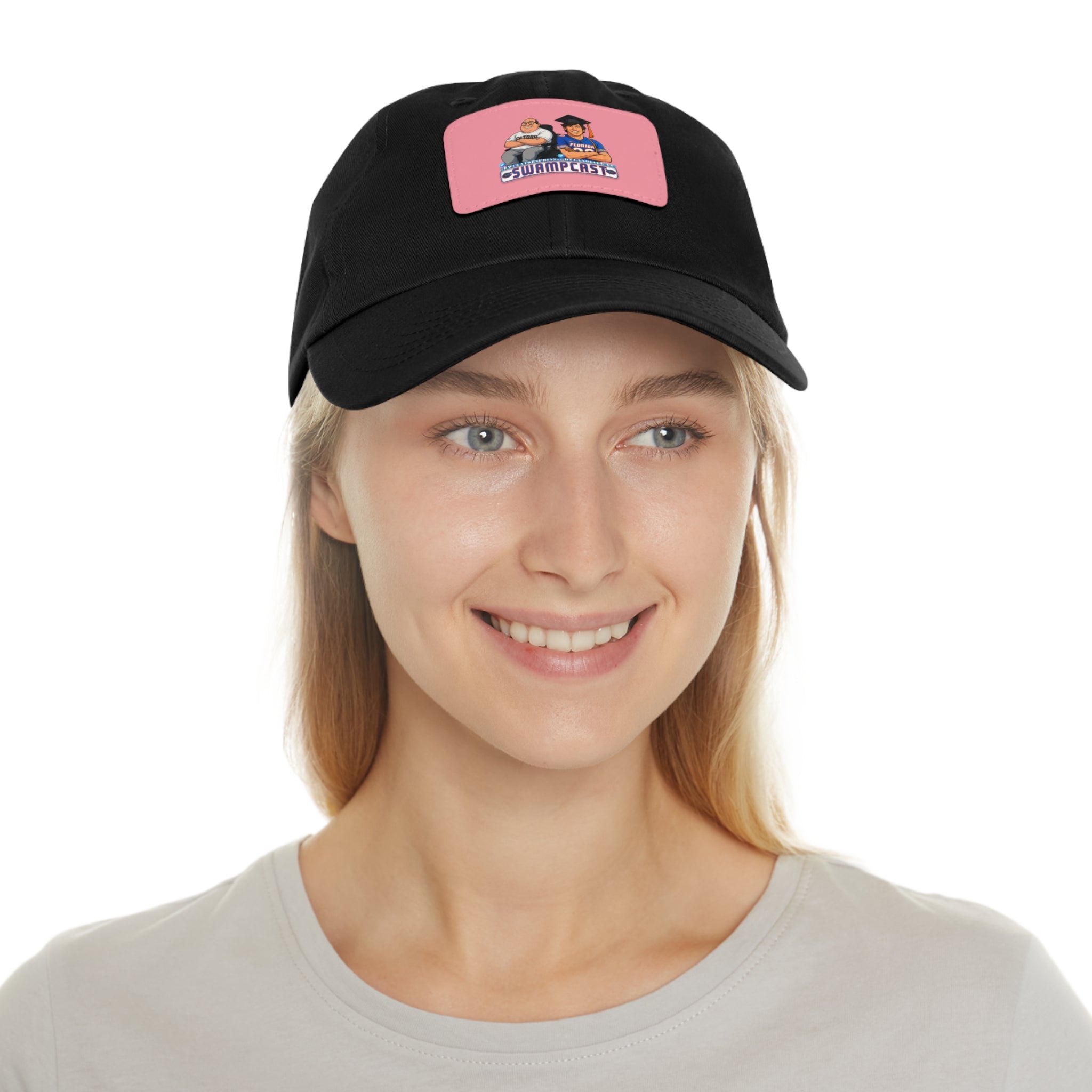 Swampcasts Leather Patch Dad Hat – Retro Sports Podcast Logo Cap