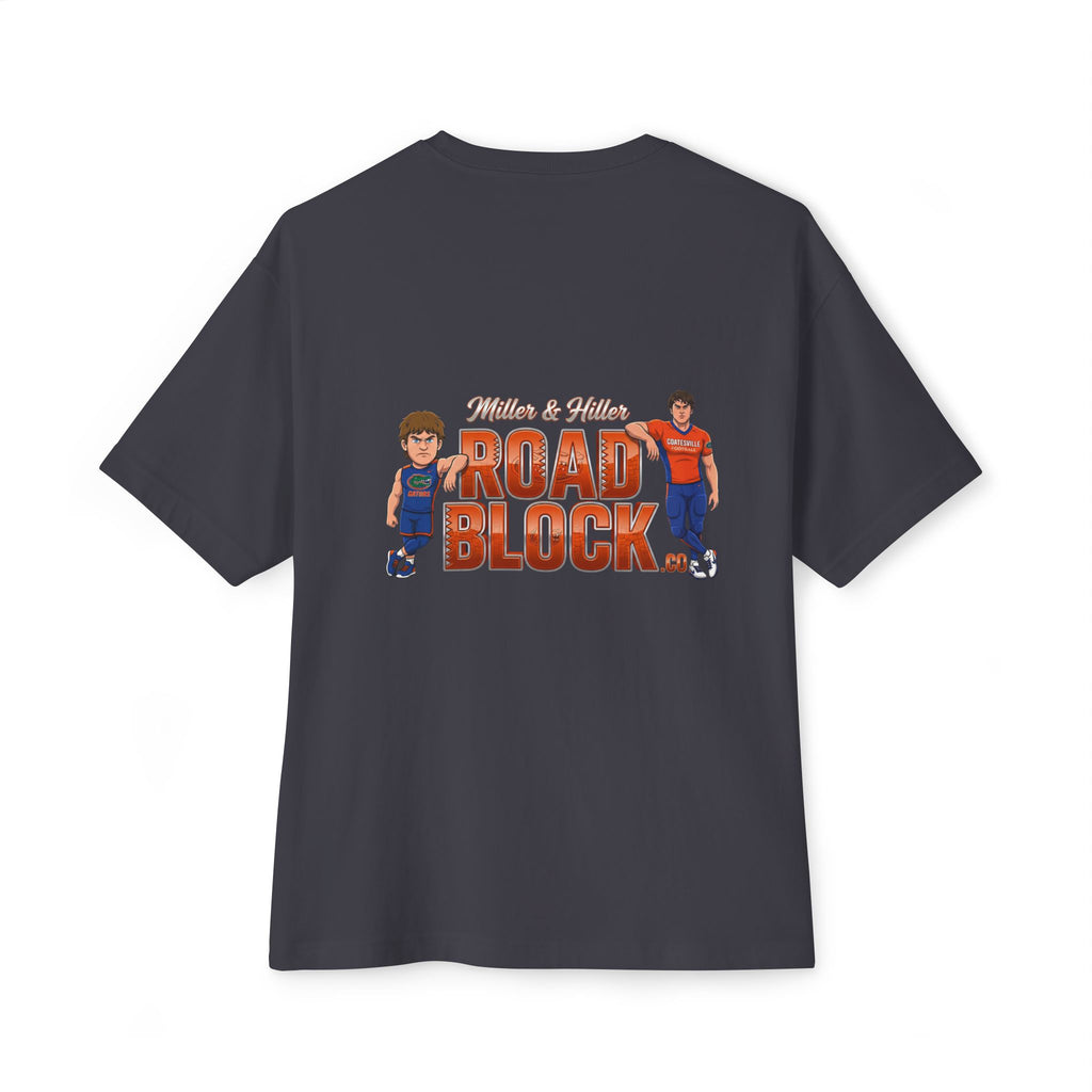 Roadblock Graphic Tee — 'Road Block' Cartoon Soccer Players Chest & Back Print