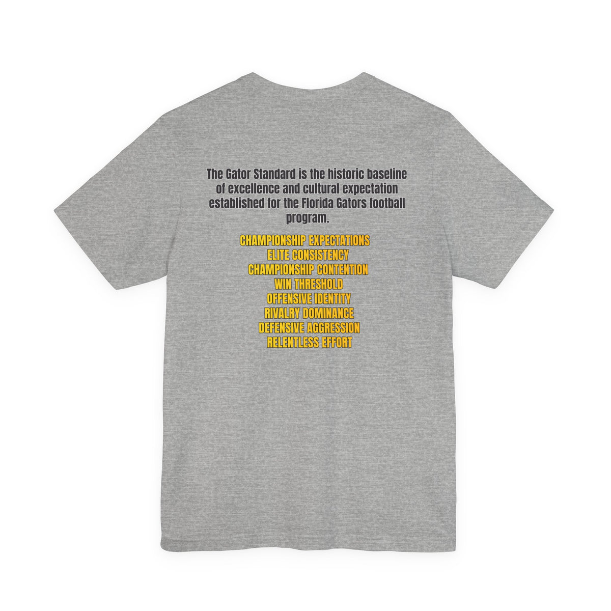 Gator Standard Unisex Shirt Black  and Yellow GS letters on back