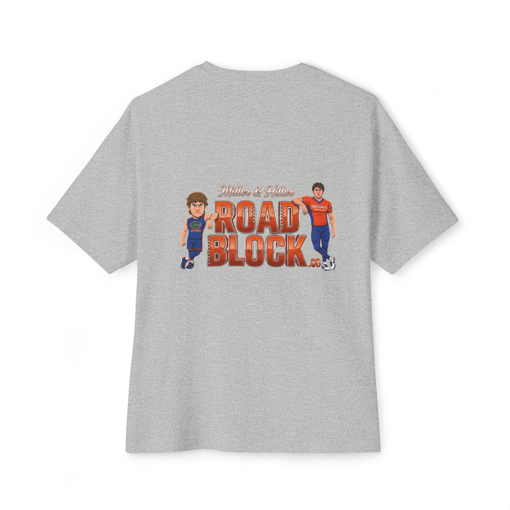 Roadblock Graphic Tee — 'Road Block' Cartoon Soccer Players Chest & Back Print