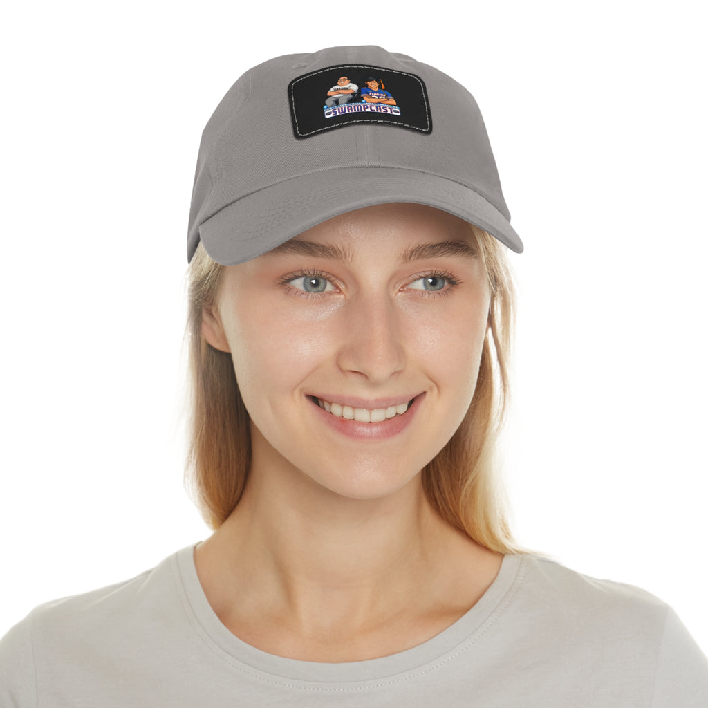 Swampcasts Leather Patch Dad Hat – Retro Sports Podcast Logo Cap