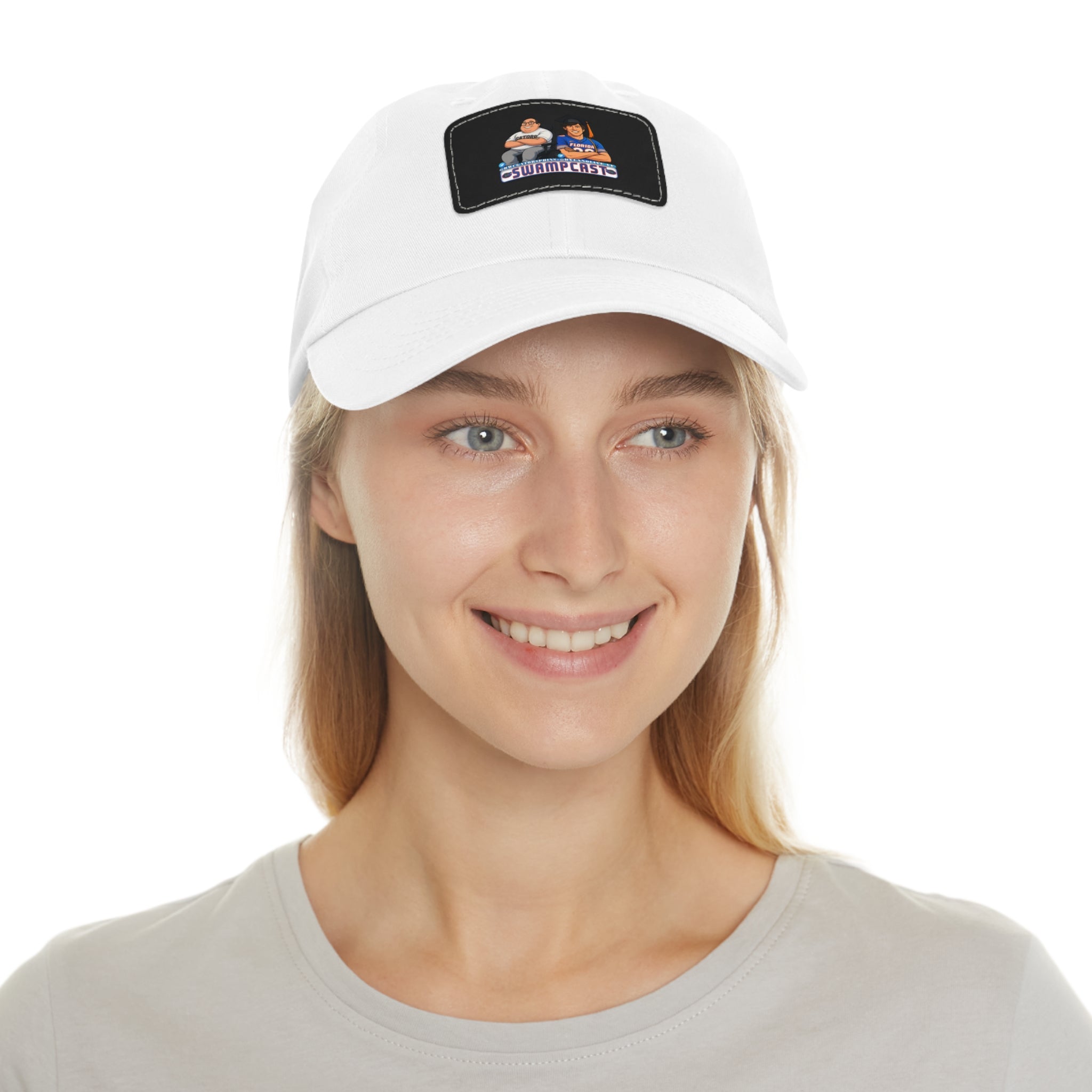 Swampcasts Leather Patch Dad Hat – Retro Sports Podcast Logo Cap