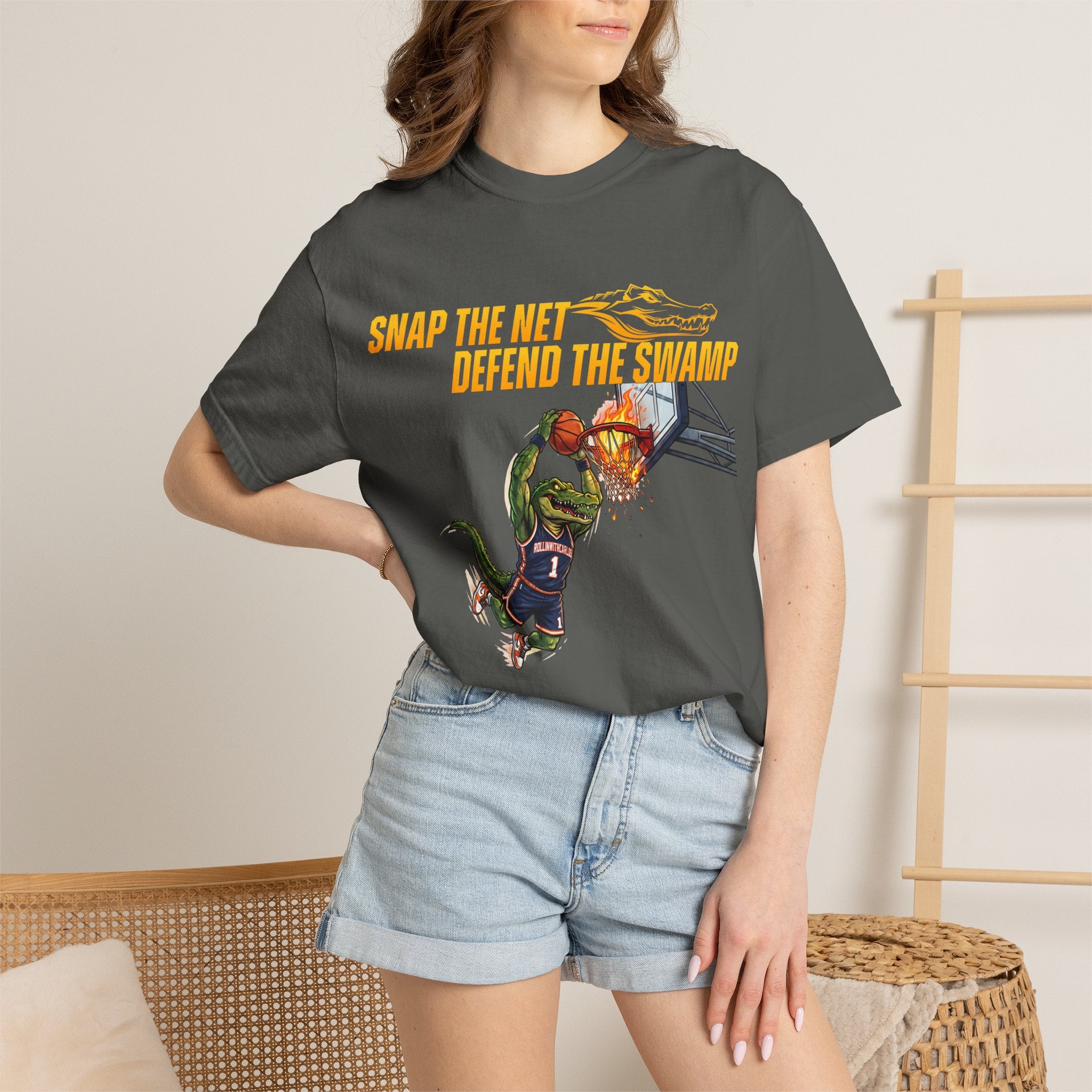 Snap the Net — 'Defend the Swamp' Basketball T-Shirt