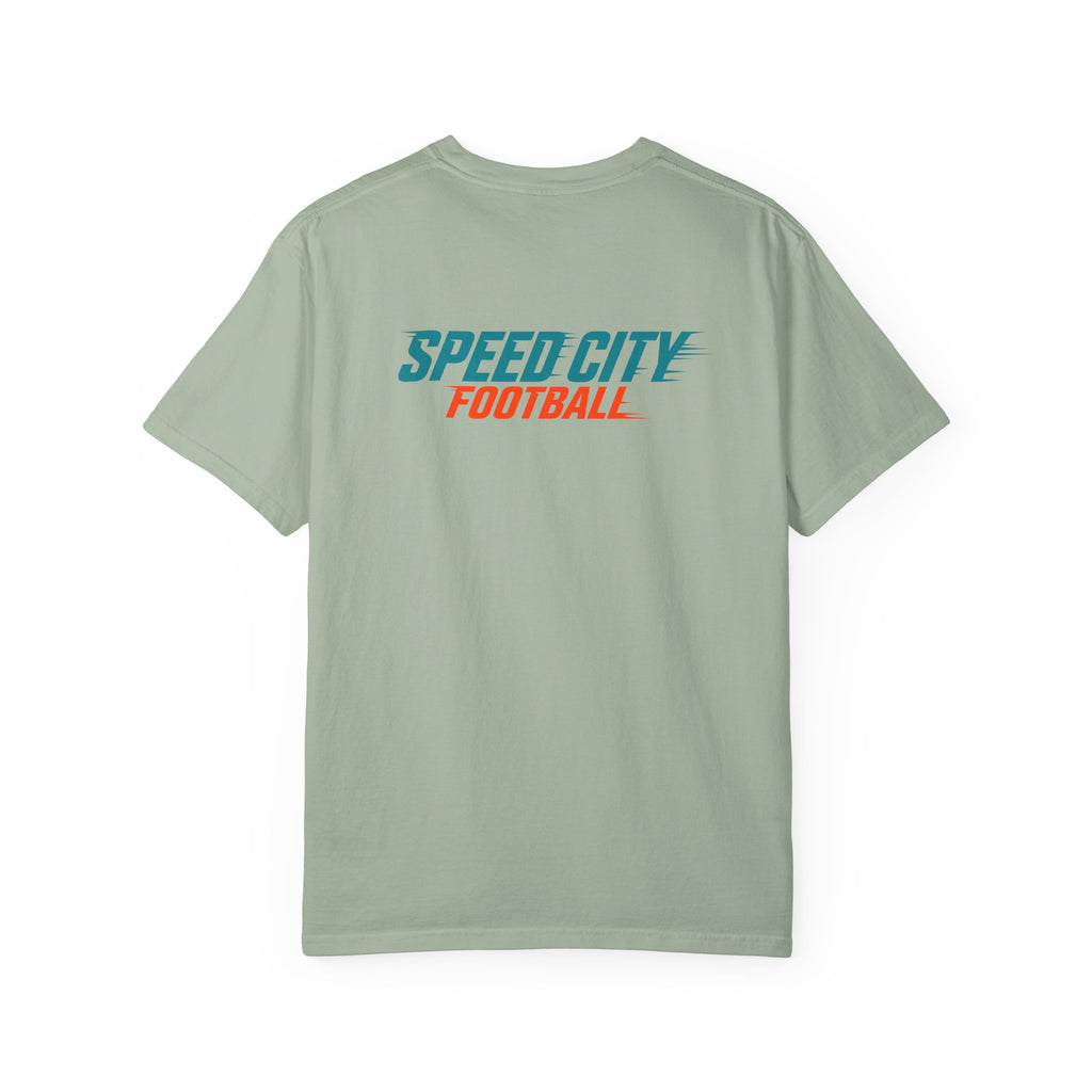 phins Speed City Football T-Shirt — Retro Mascot Football Tee