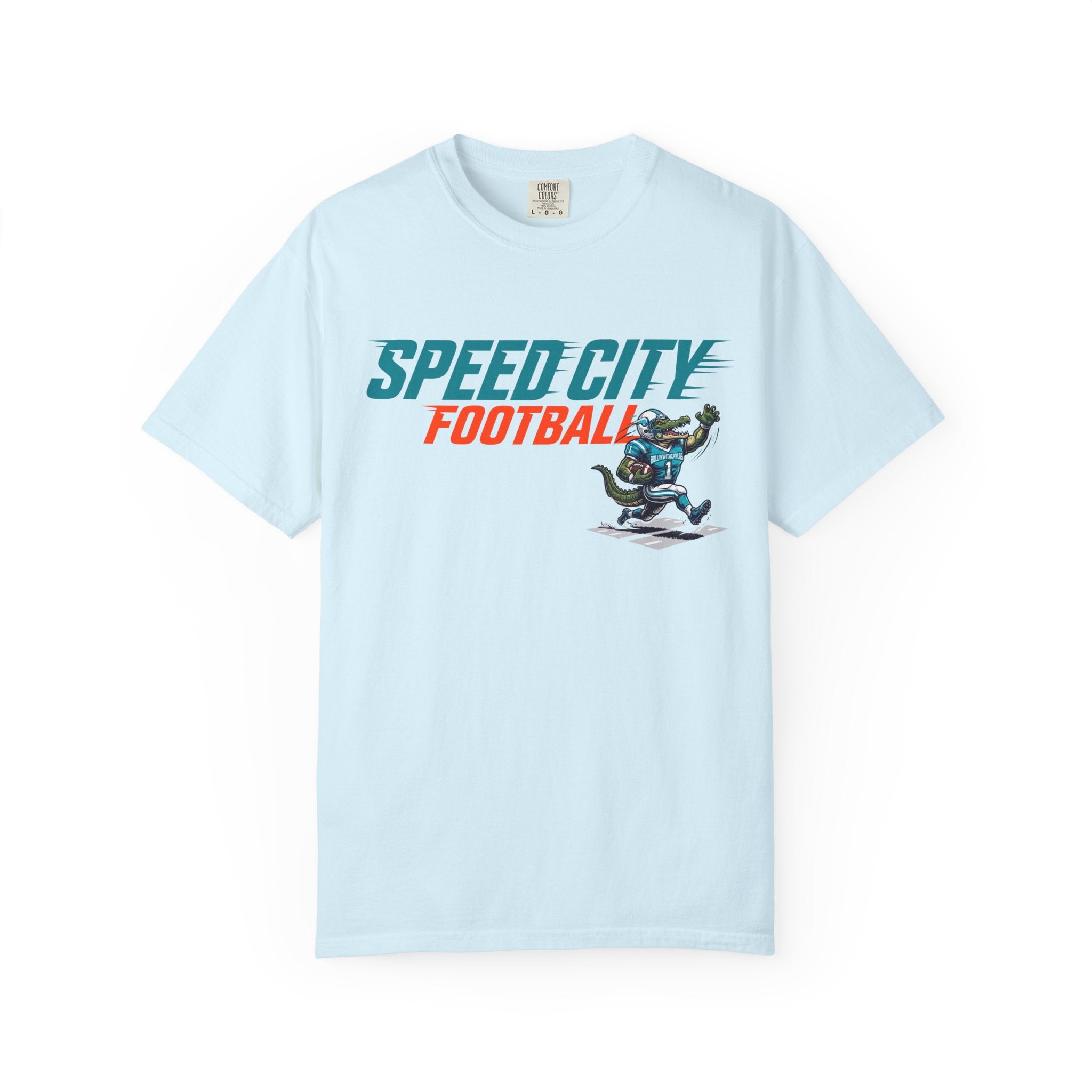 phins Speed City Football T-Shirt — Retro Mascot Football Tee